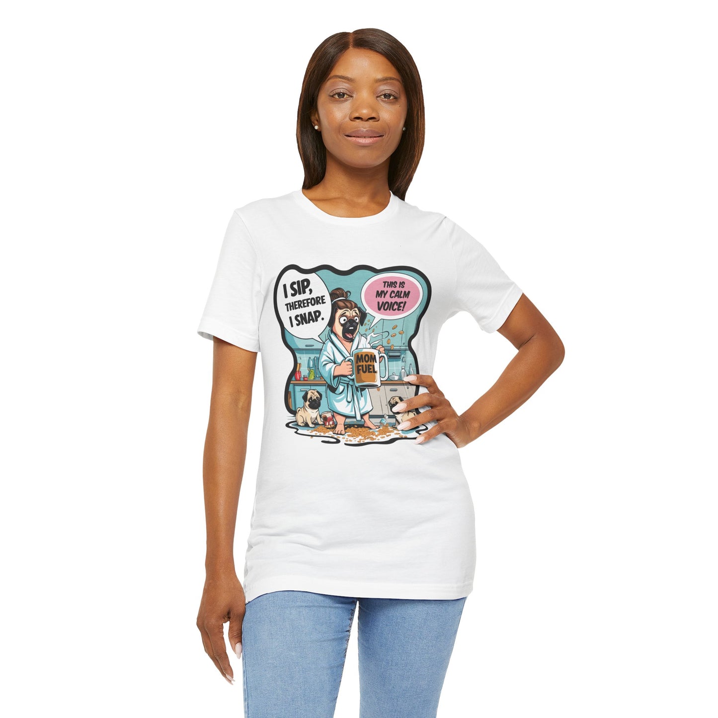 Coffee Pug Mama T-shirt Overworked Funny Tired Chaotic Kitchen