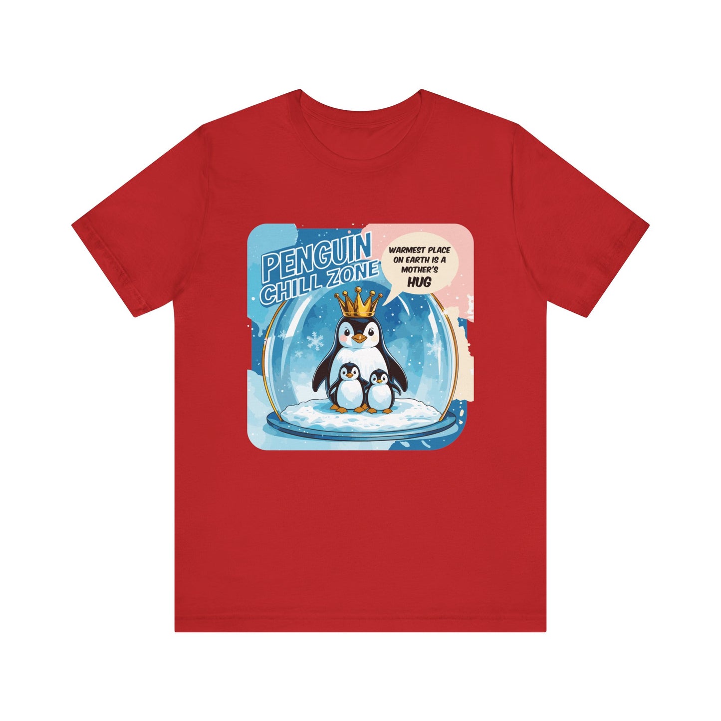 Penguin Mom Hug T-shirt Cute Arctic Warmth Humor Cozy Motherhood