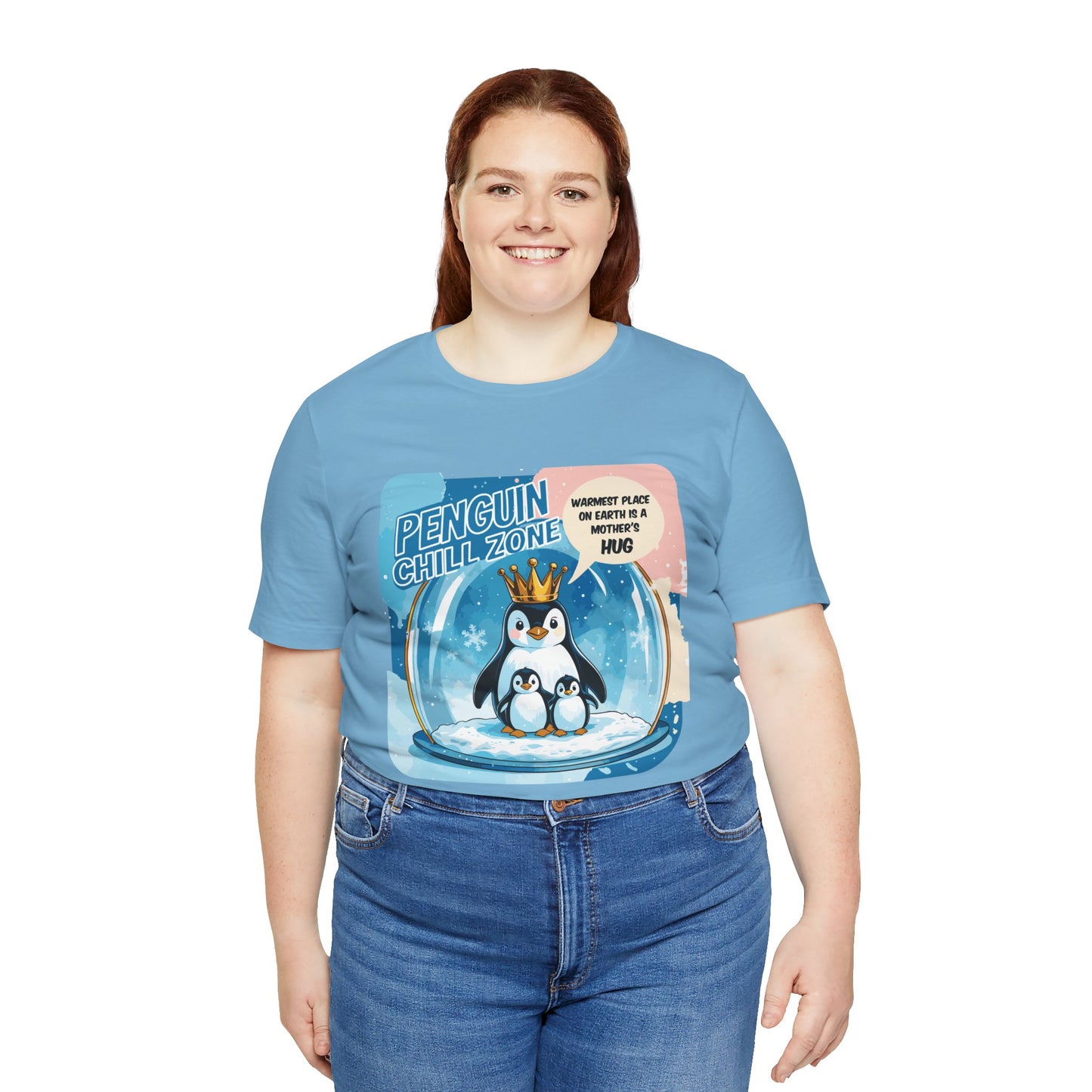 Penguin Mom Hug T-shirt Cute Arctic Warmth Humor Cozy Motherhood