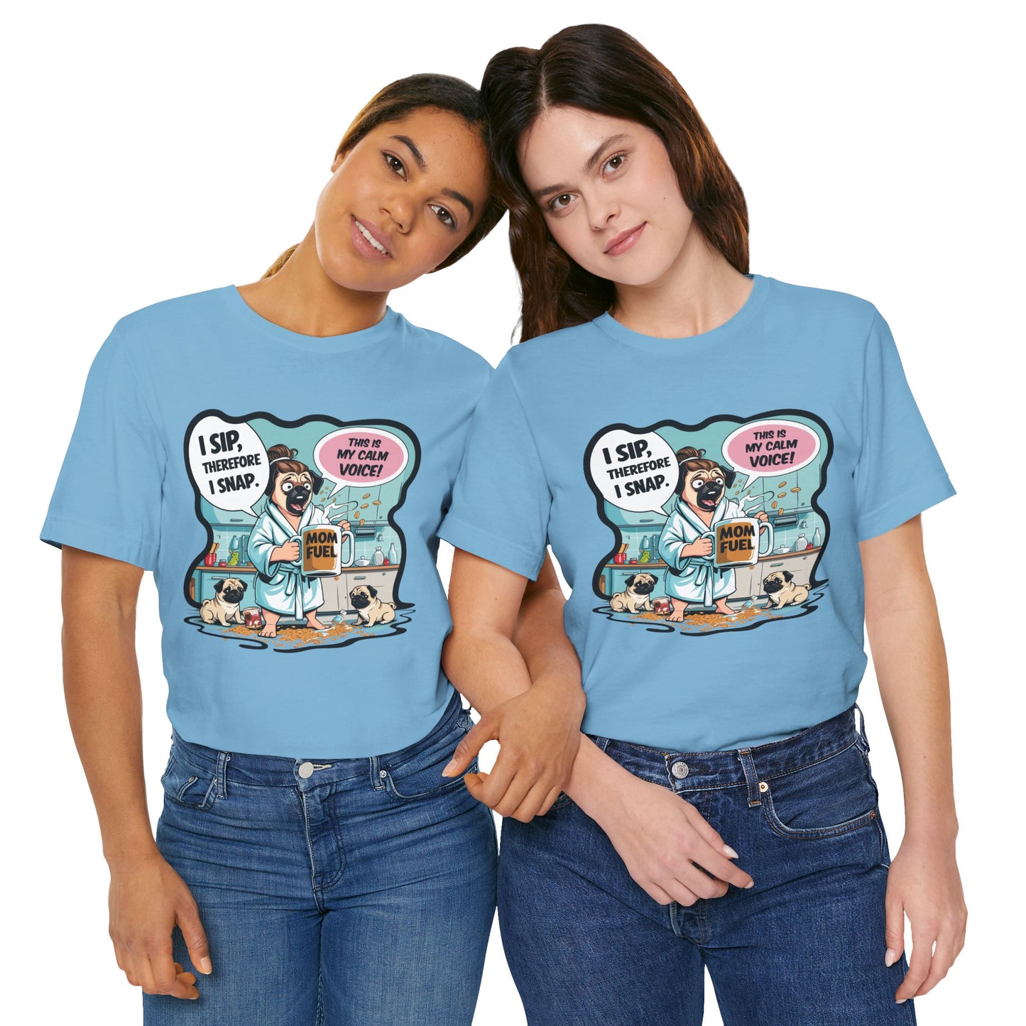 Coffee Pug Mama T-shirt Overworked Funny Tired Chaotic Kitchen