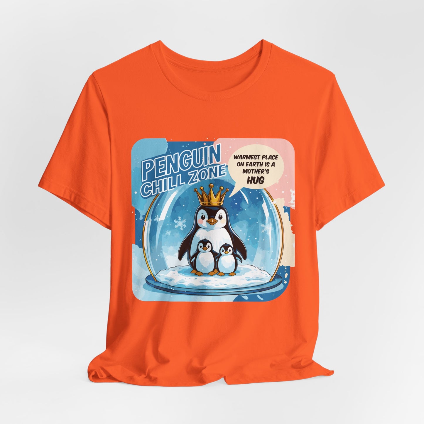 Penguin Mom Hug T-shirt Cute Arctic Warmth Humor Cozy Motherhood