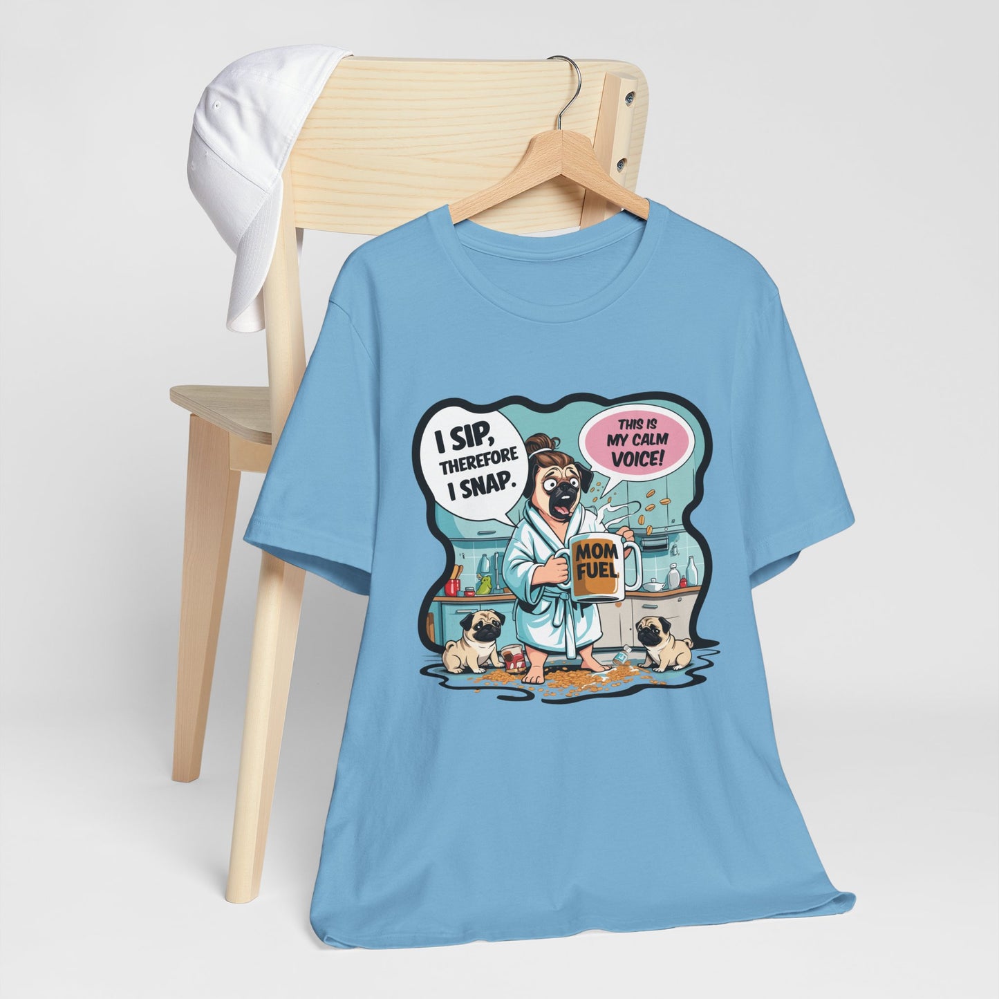Coffee Pug Mama T-shirt Overworked Funny Tired Chaotic Kitchen