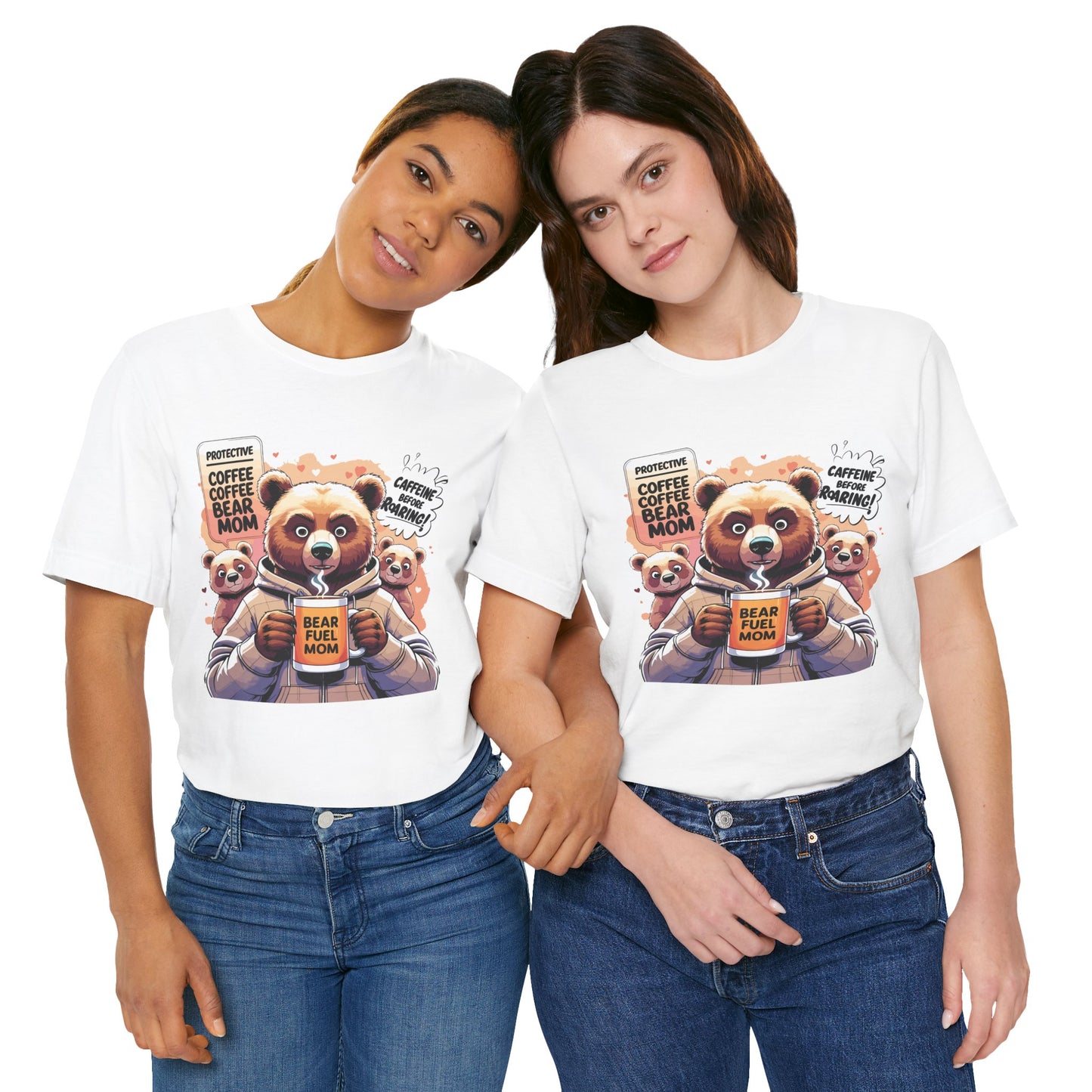 Bear Mom T-shirt, Coffee Survival Spirit, Cozy Family Humor Gift