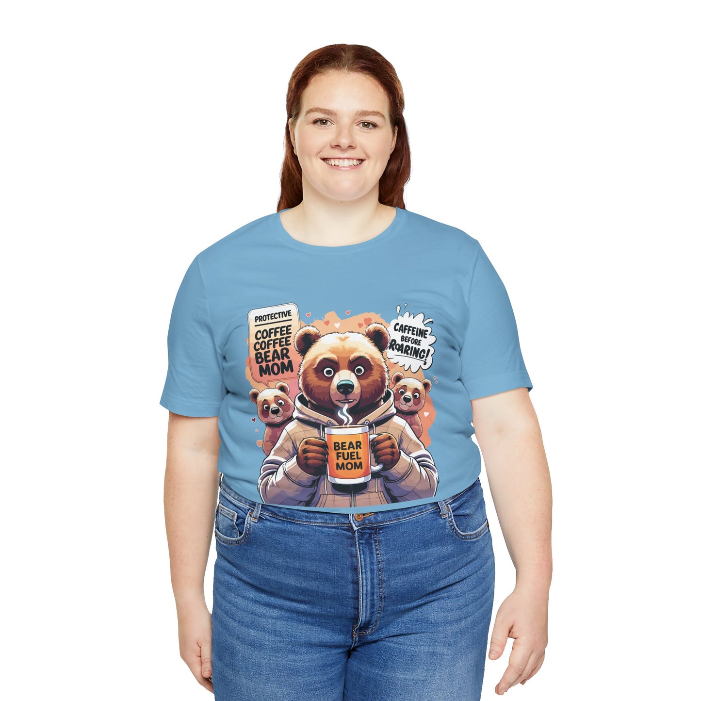 Bear Mom T-shirt, Coffee Survival Spirit, Cozy Family Humor Gift