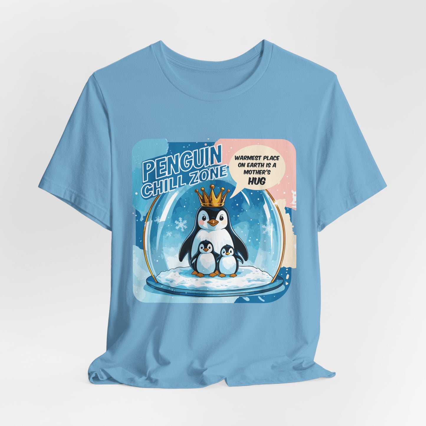 Penguin Mom Hug T-shirt Cute Arctic Warmth Humor Cozy Motherhood