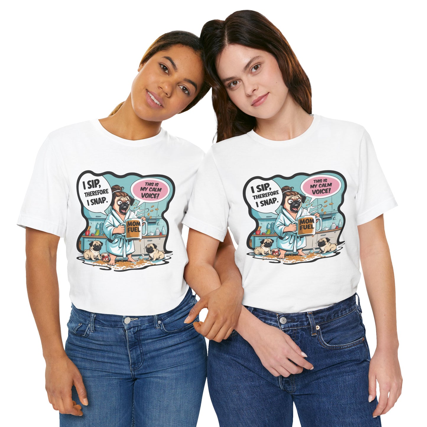 Coffee Pug Mama T-shirt Overworked Funny Tired Chaotic Kitchen