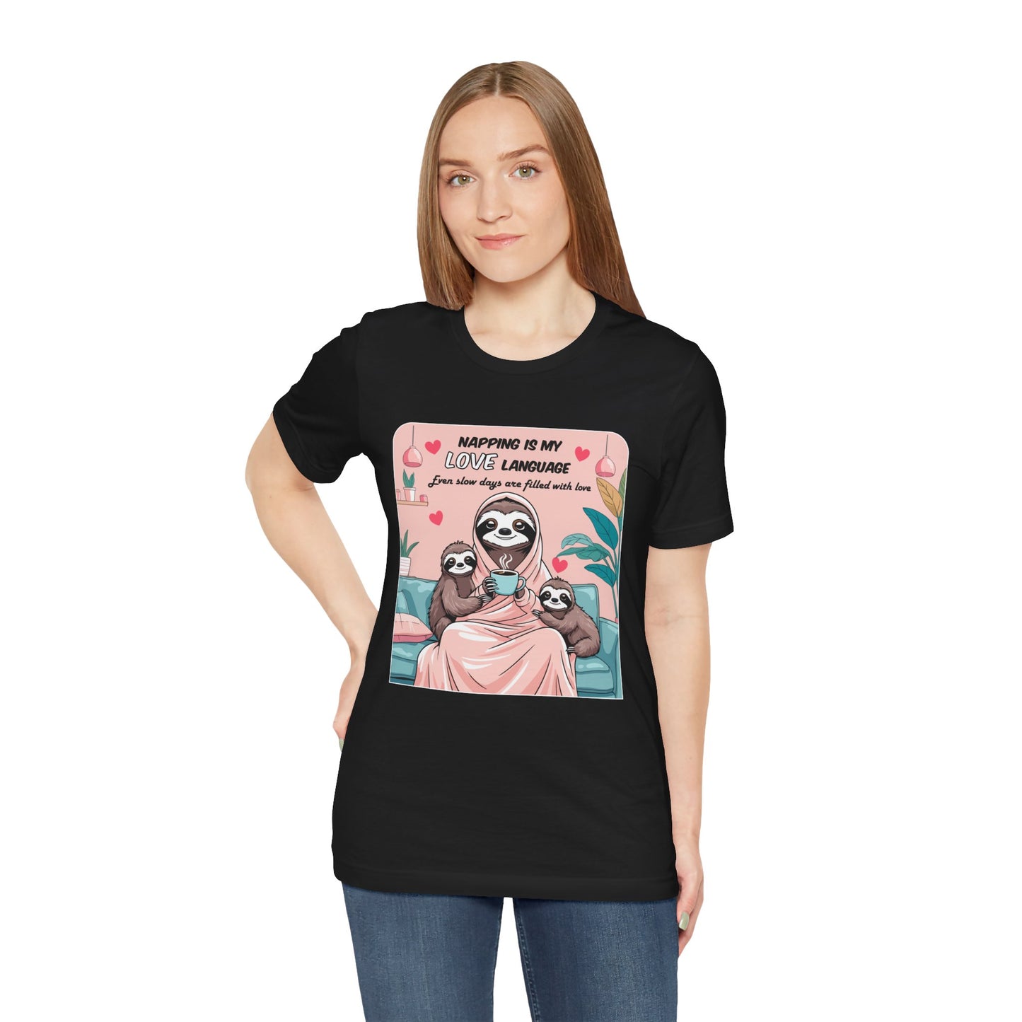 Sloth Mom T-shirt Funny Nap Life Coffee Couch Humor Slow Tired Morning Animal Shirt