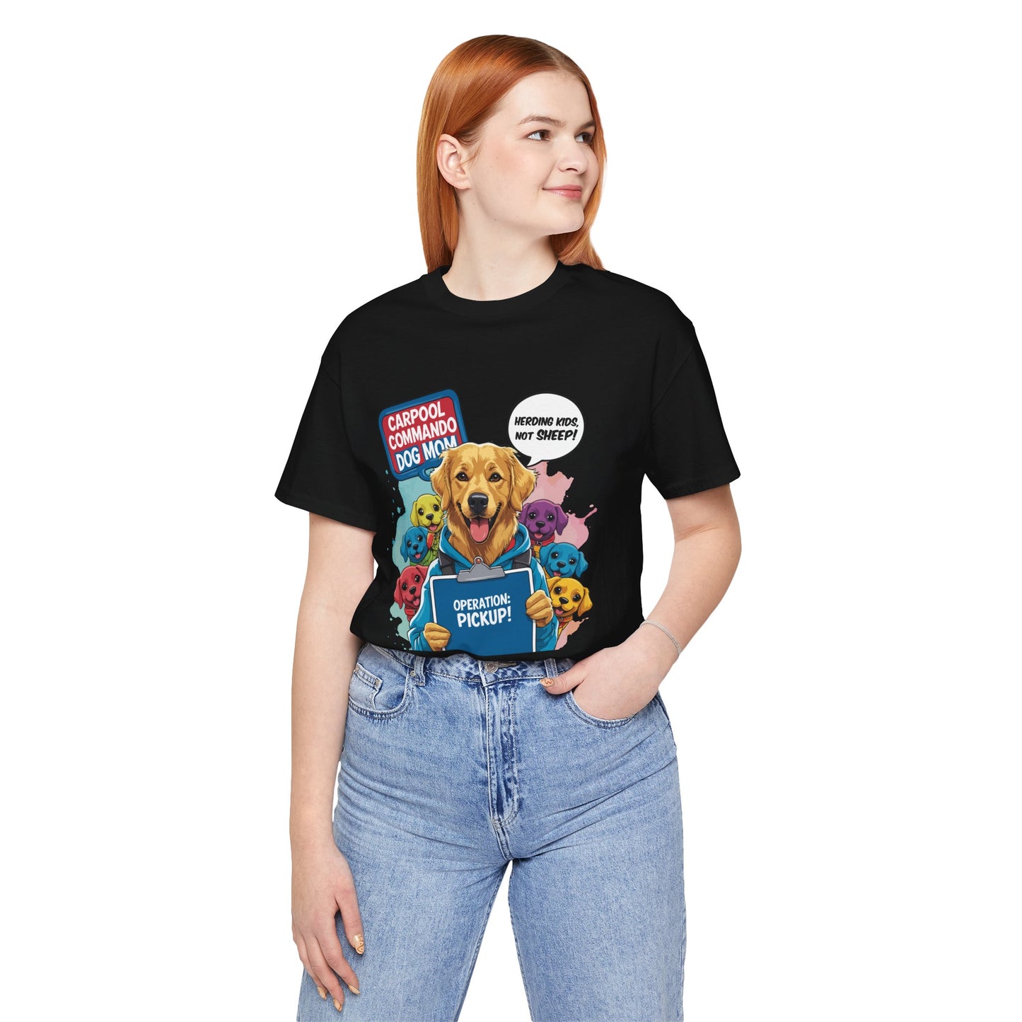 Dog Mom T-shirt, Carpool Commando School Pickup Survival, Funny Family Chaos
