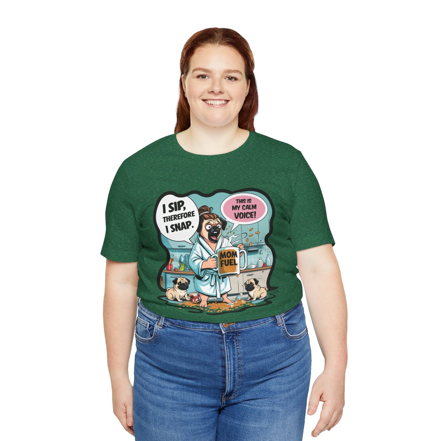 Coffee Pug Mama T-shirt Overworked Funny Tired Chaotic Kitchen