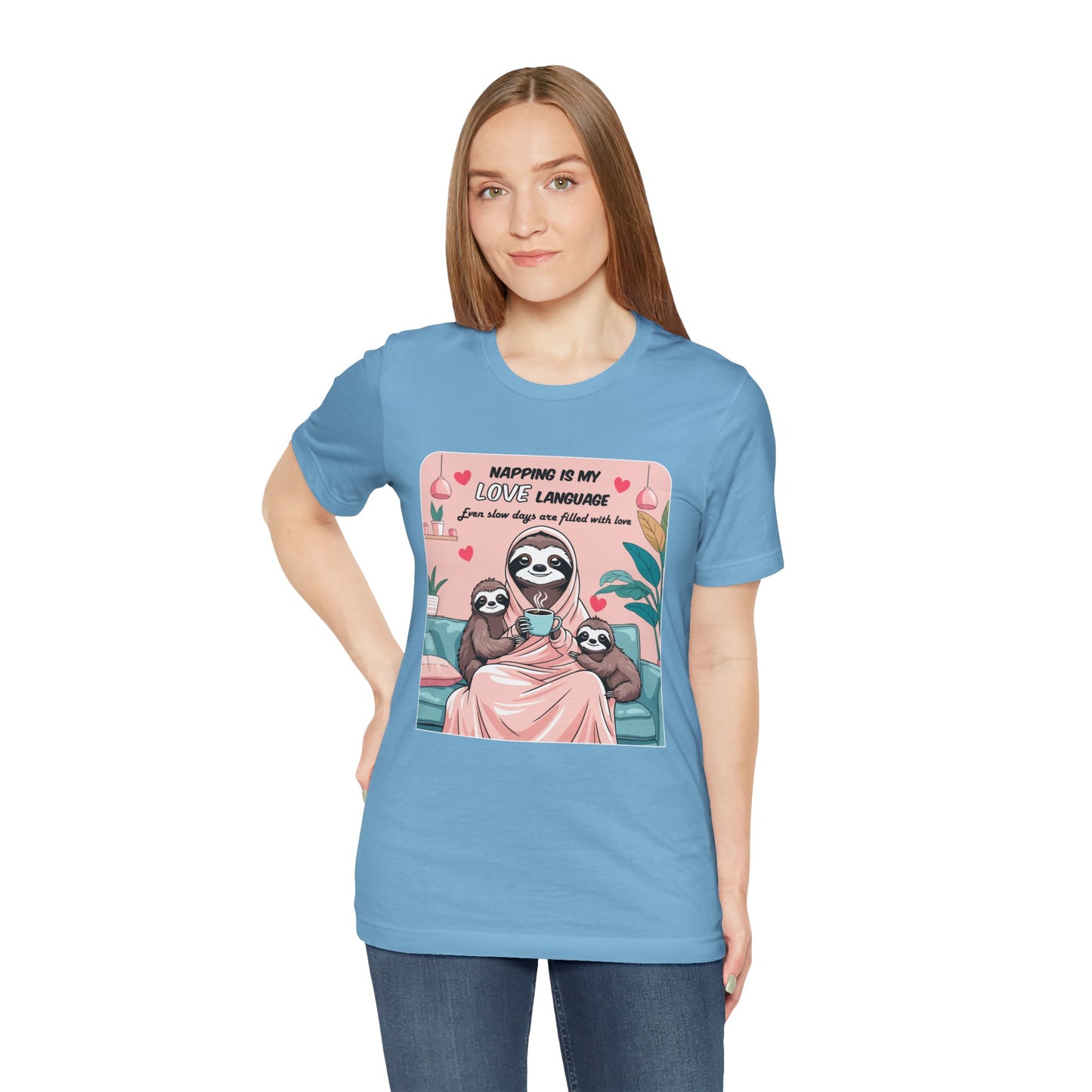 Sloth Mom T-shirt Funny Nap Life Coffee Couch Humor Slow Tired Morning Animal Shirt