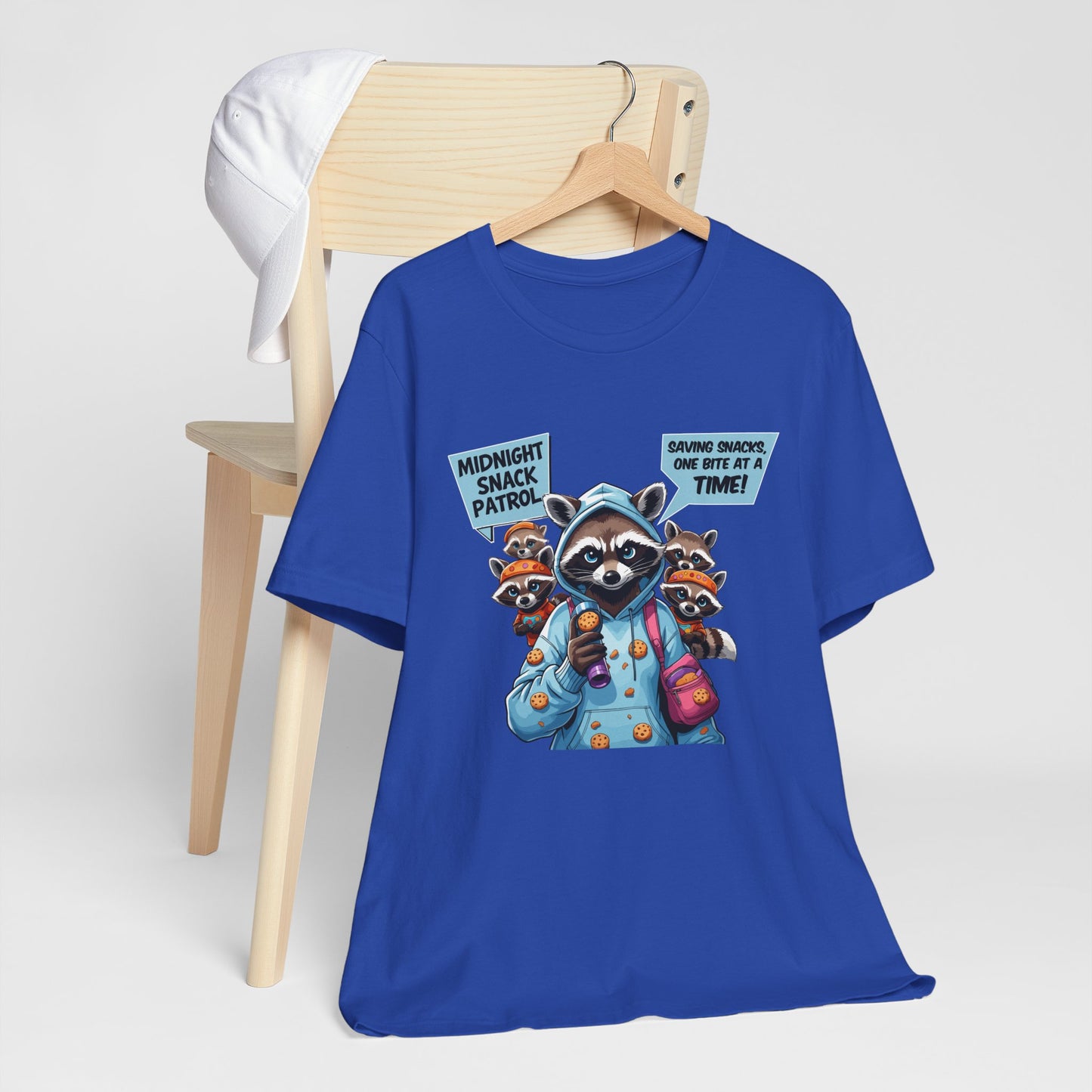 Raccoon Mom T-shirt, Snack Saviors Unite, Cozy Family Humor Adventure
