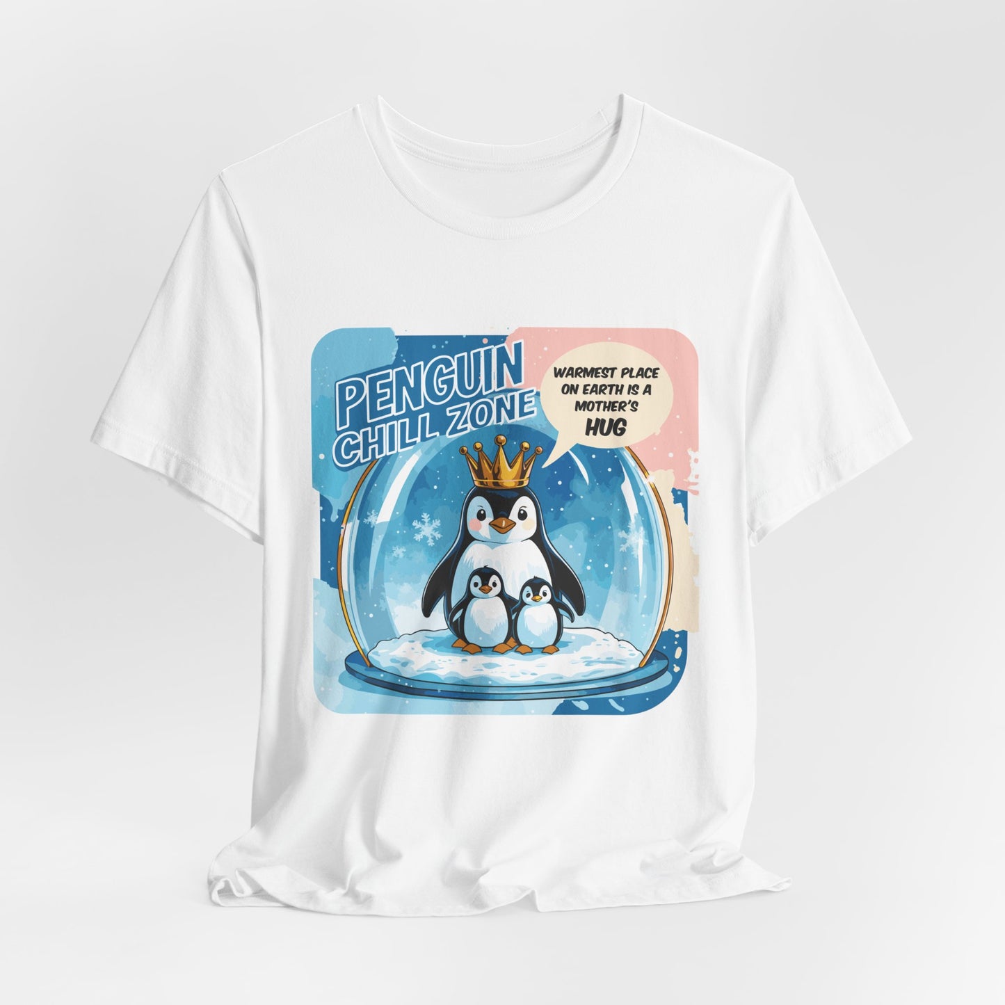 Penguin Mom Hug T-shirt Cute Arctic Warmth Humor Cozy Motherhood