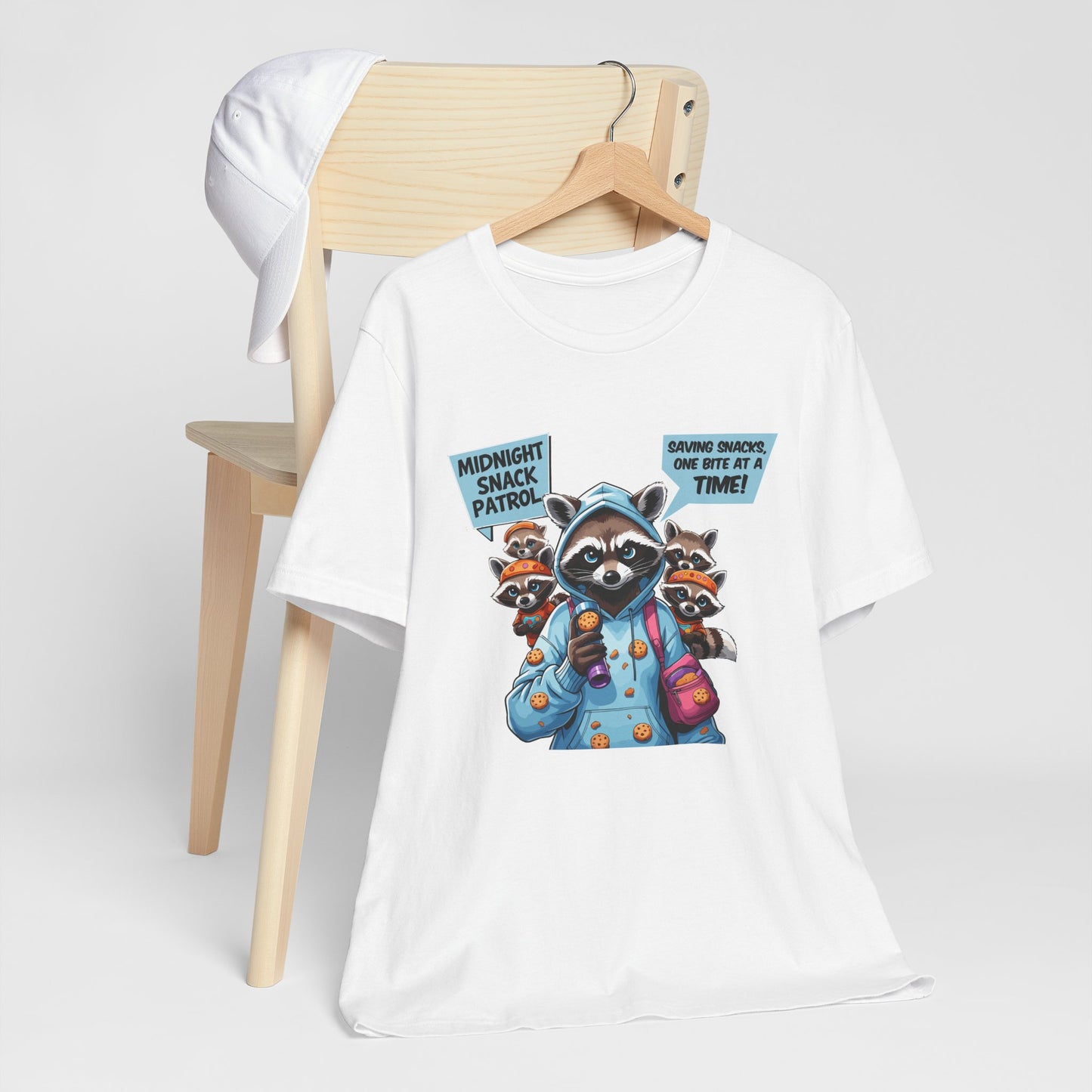 Raccoon Mom T-shirt, Snack Saviors Unite, Cozy Family Humor Adventure