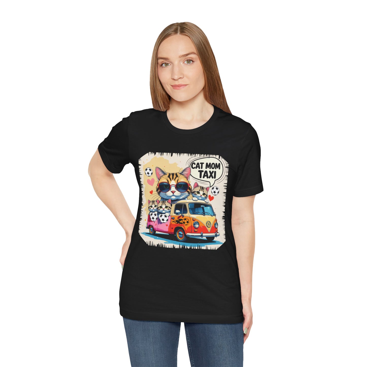Cat Mom Taxi T-shirt Funny Chaos Soccer Carpool Meow Squad Humor
