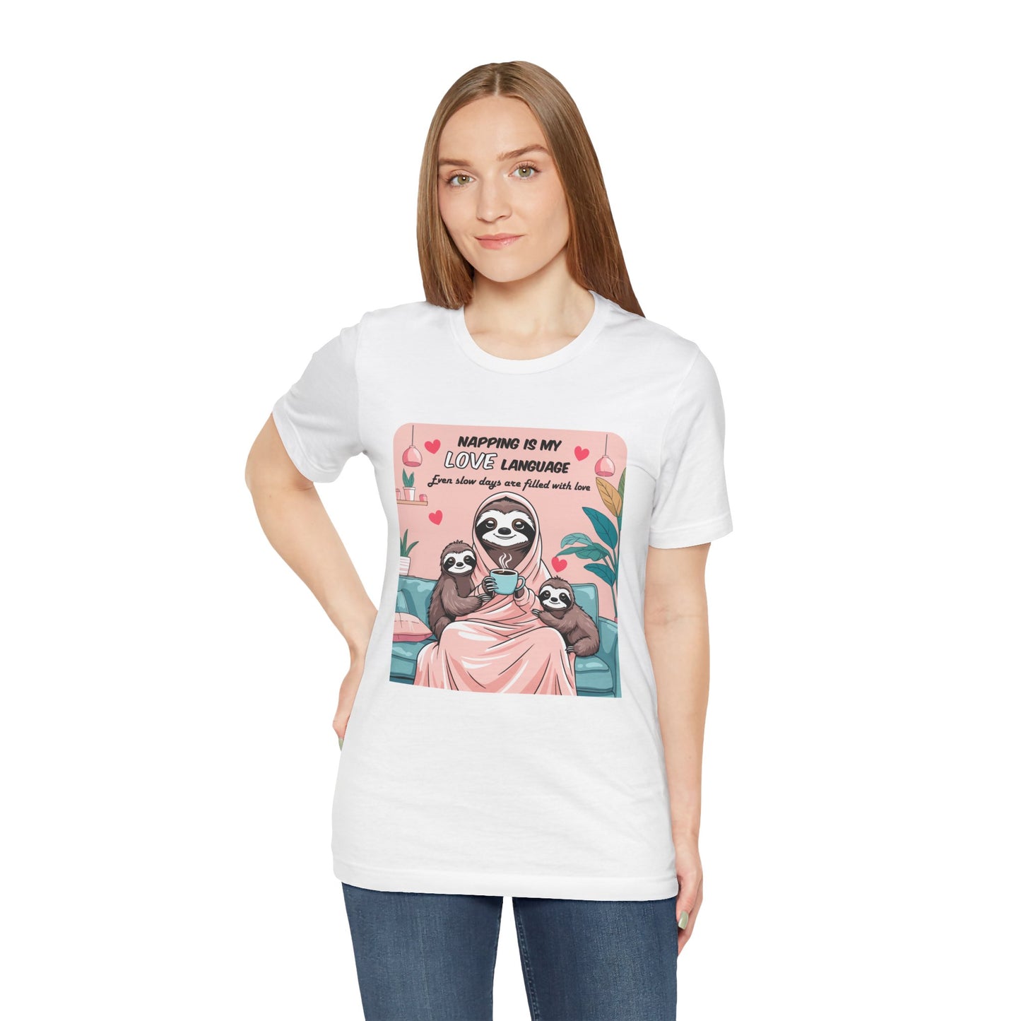 Sloth Mom T-shirt Funny Nap Life Coffee Couch Humor Slow Tired Morning Animal Shirt
