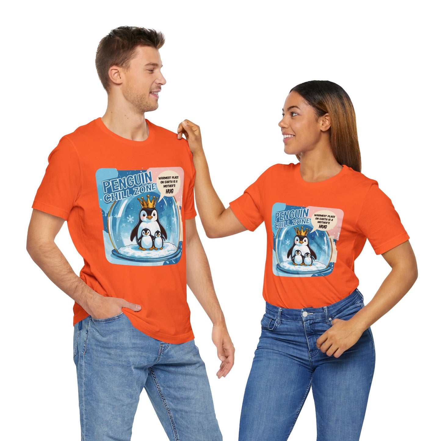 Penguin Mom Hug T-shirt Cute Arctic Warmth Humor Cozy Motherhood