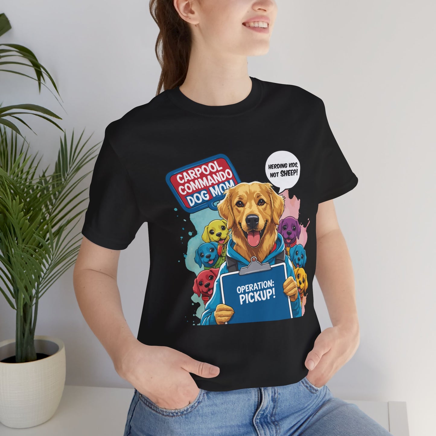 Dog Mom T-shirt, Carpool Commando School Pickup Survival, Funny Family Chaos