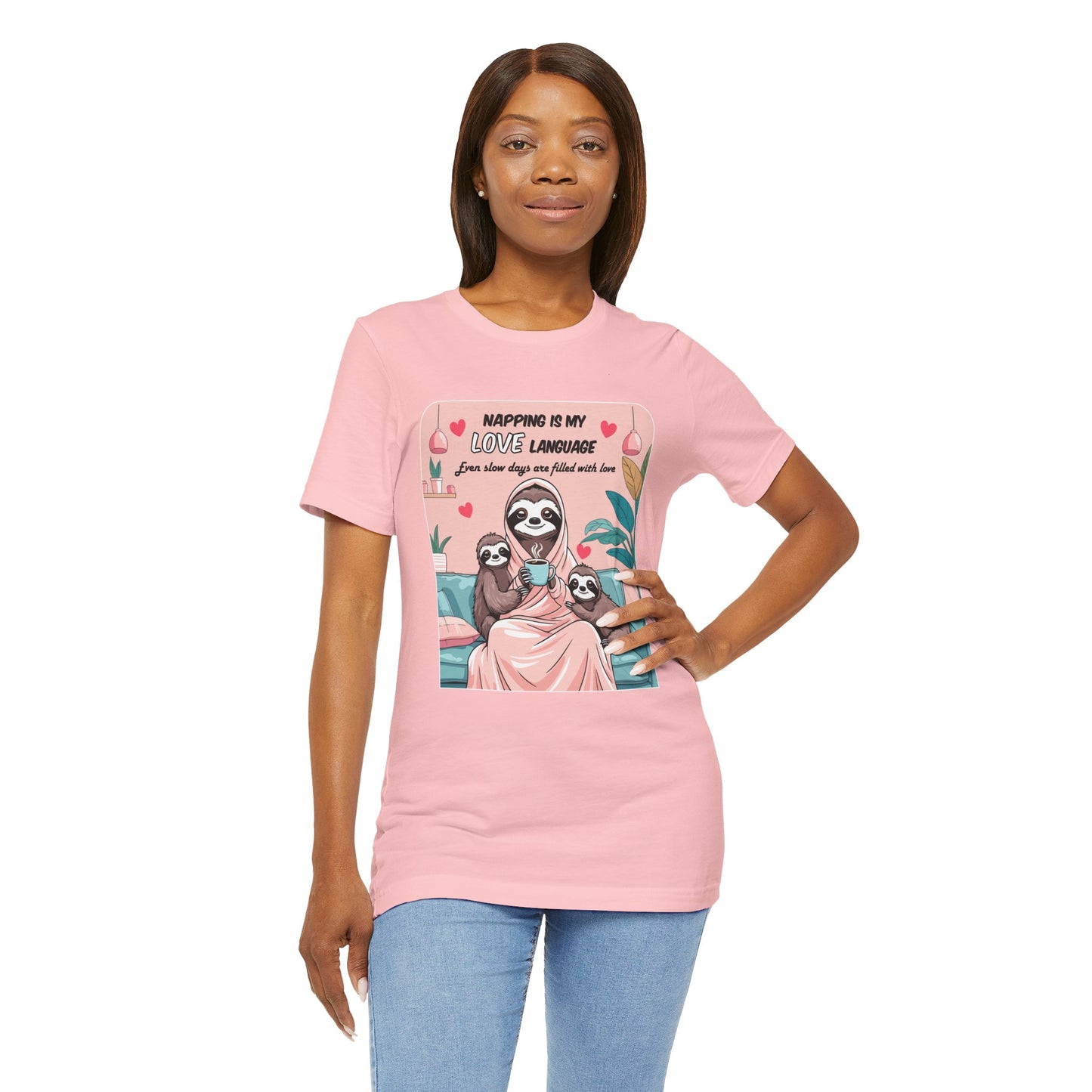 Sloth Mom T-shirt Funny Nap Life Coffee Couch Humor Slow Tired Morning Animal Shirt