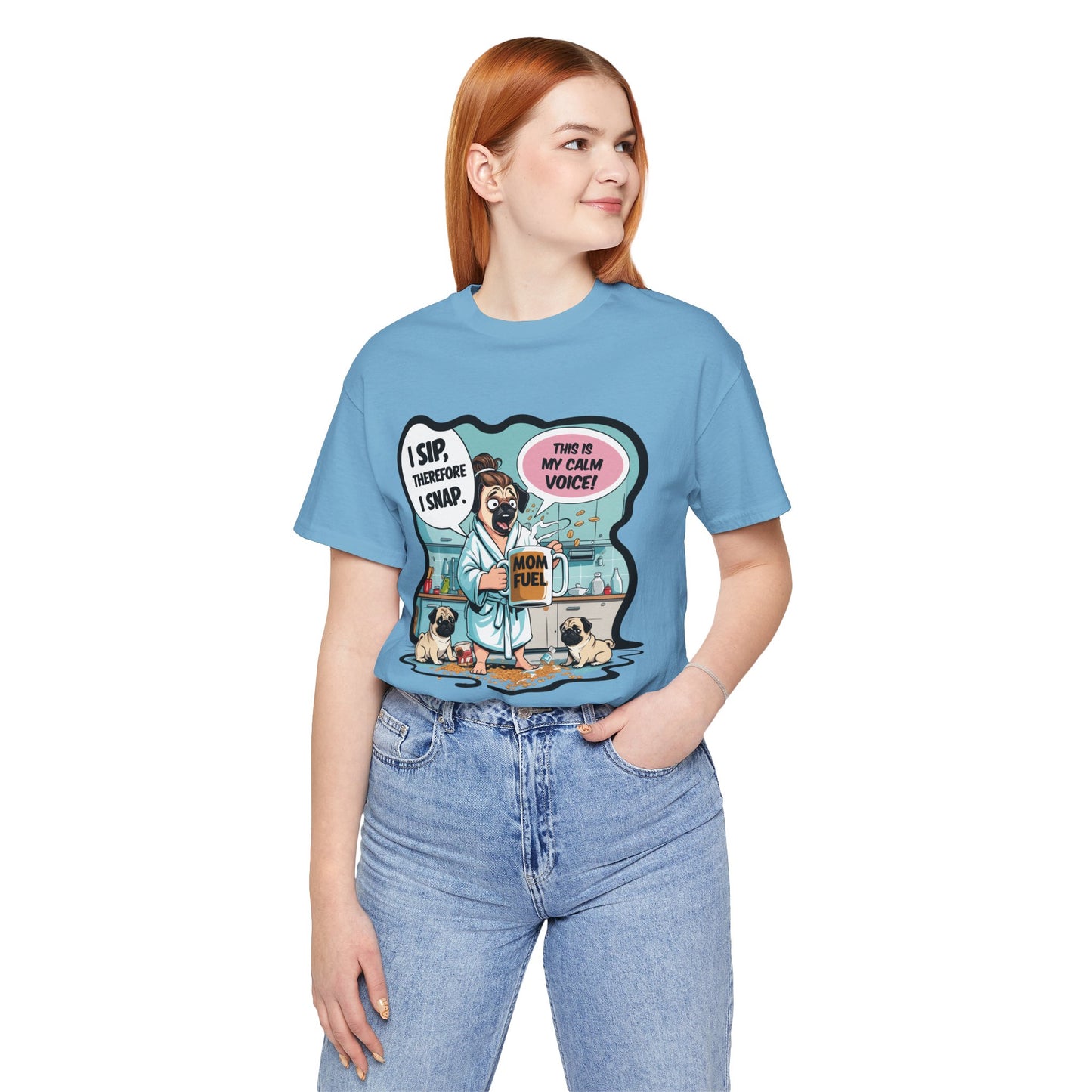 Coffee Pug Mama T-shirt Overworked Funny Tired Chaotic Kitchen