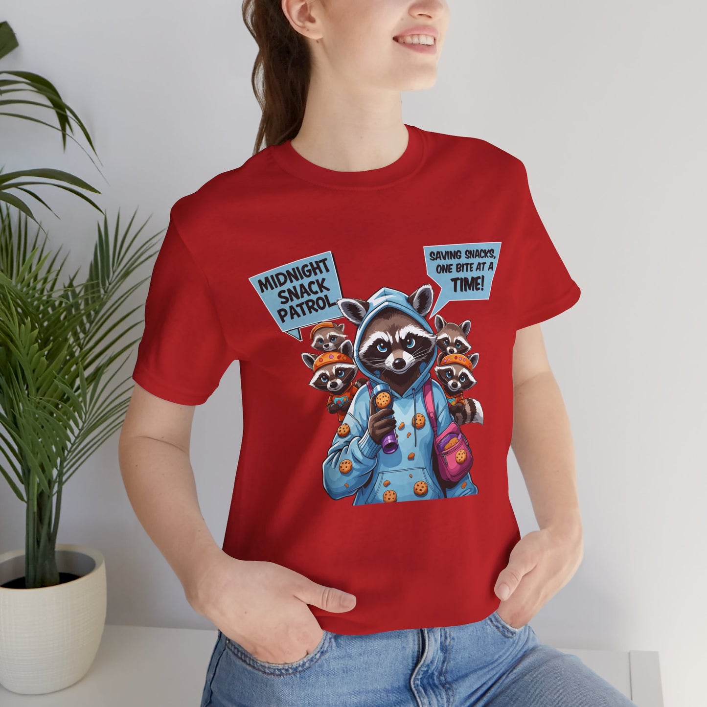 Raccoon Mom T-shirt, Snack Saviors Unite, Cozy Family Humor Adventure