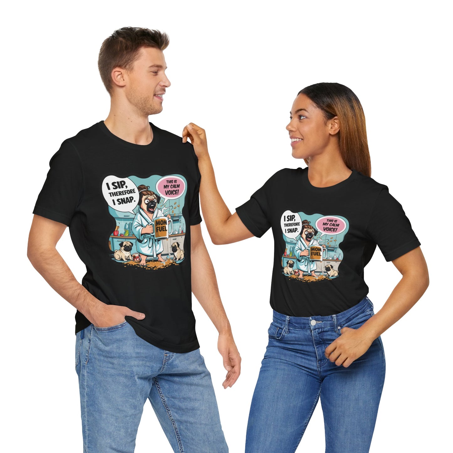 Coffee Pug Mama T-shirt Overworked Funny Tired Chaotic Kitchen