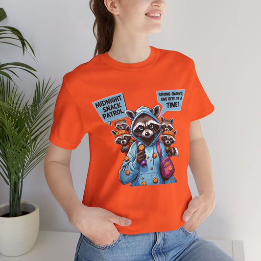 Raccoon Mom T-shirt, Snack Saviors Unite, Cozy Family Humor Adventure