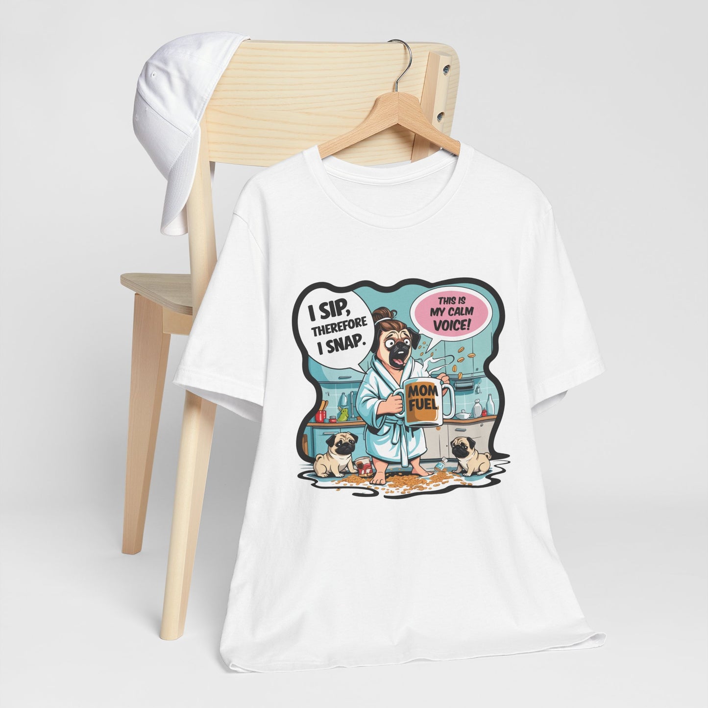 Coffee Pug Mama T-shirt Overworked Funny Tired Chaotic Kitchen