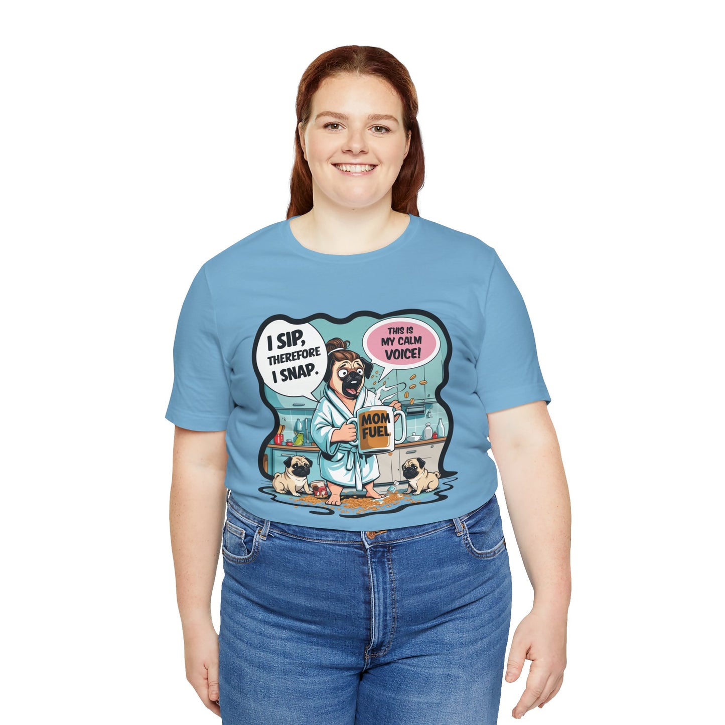 Coffee Pug Mama T-shirt Overworked Funny Tired Chaotic Kitchen