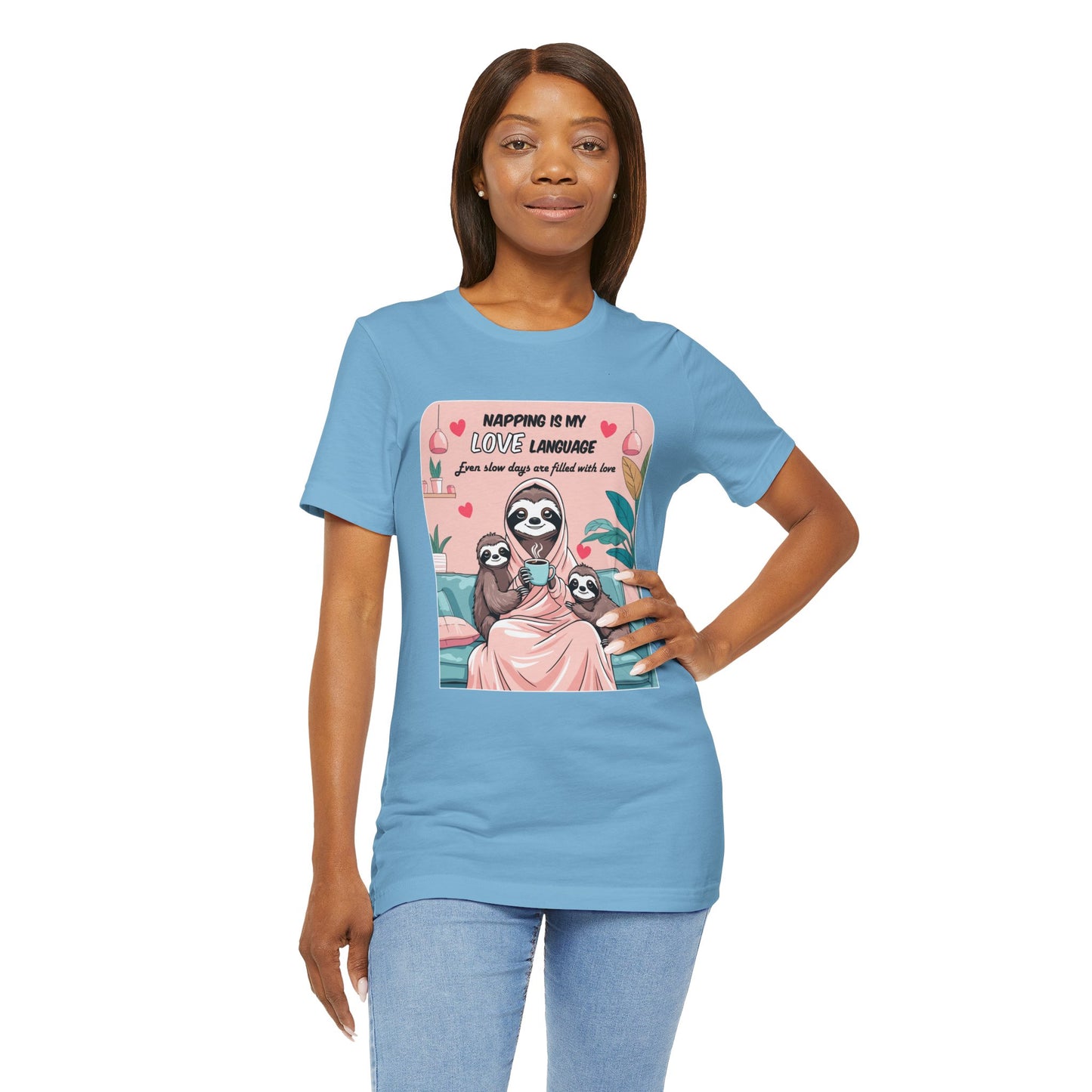 Sloth Mom T-shirt Funny Nap Life Coffee Couch Humor Slow Tired Morning Animal Shirt
