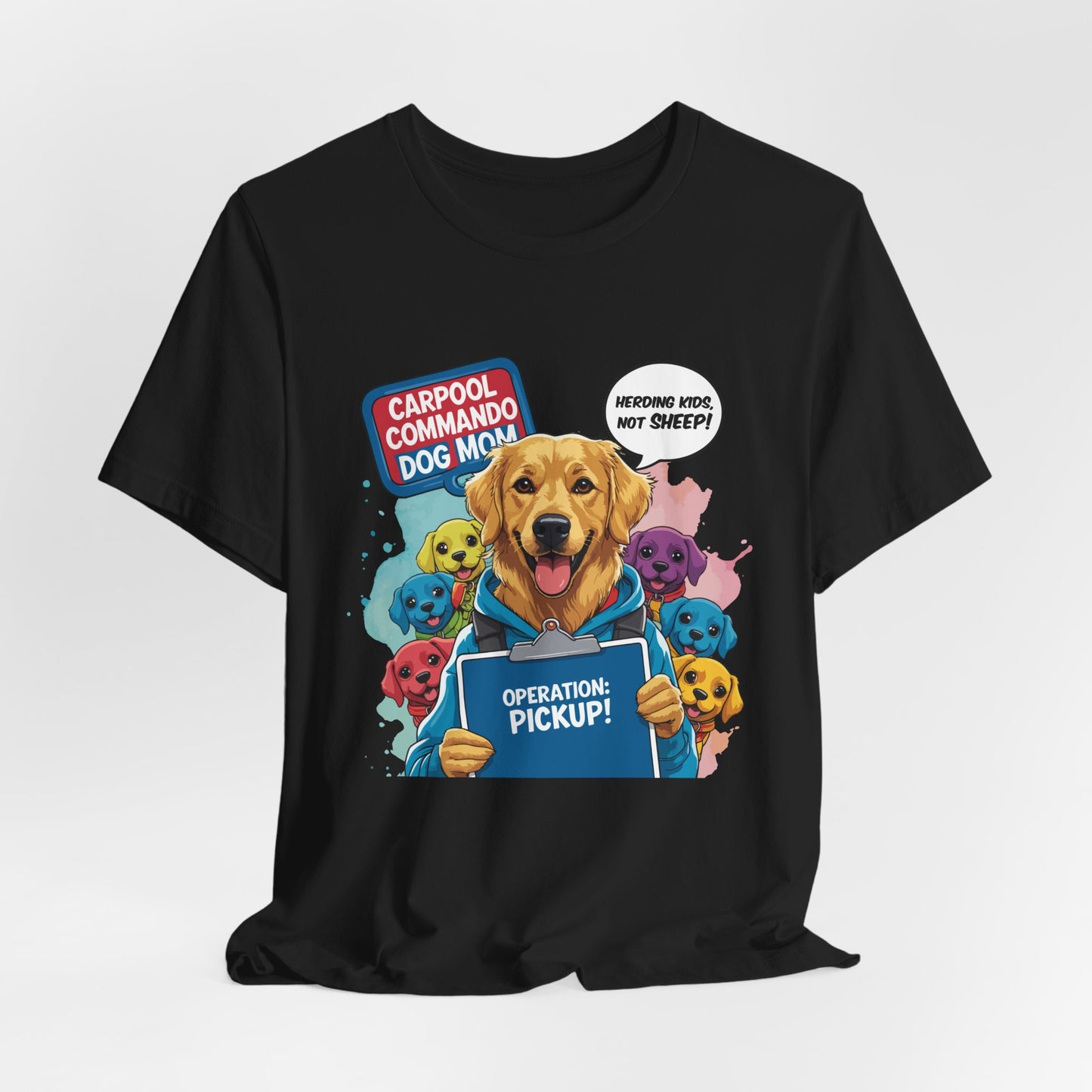 Dog Mom T-shirt, Carpool Commando School Pickup Survival, Funny Family Chaos