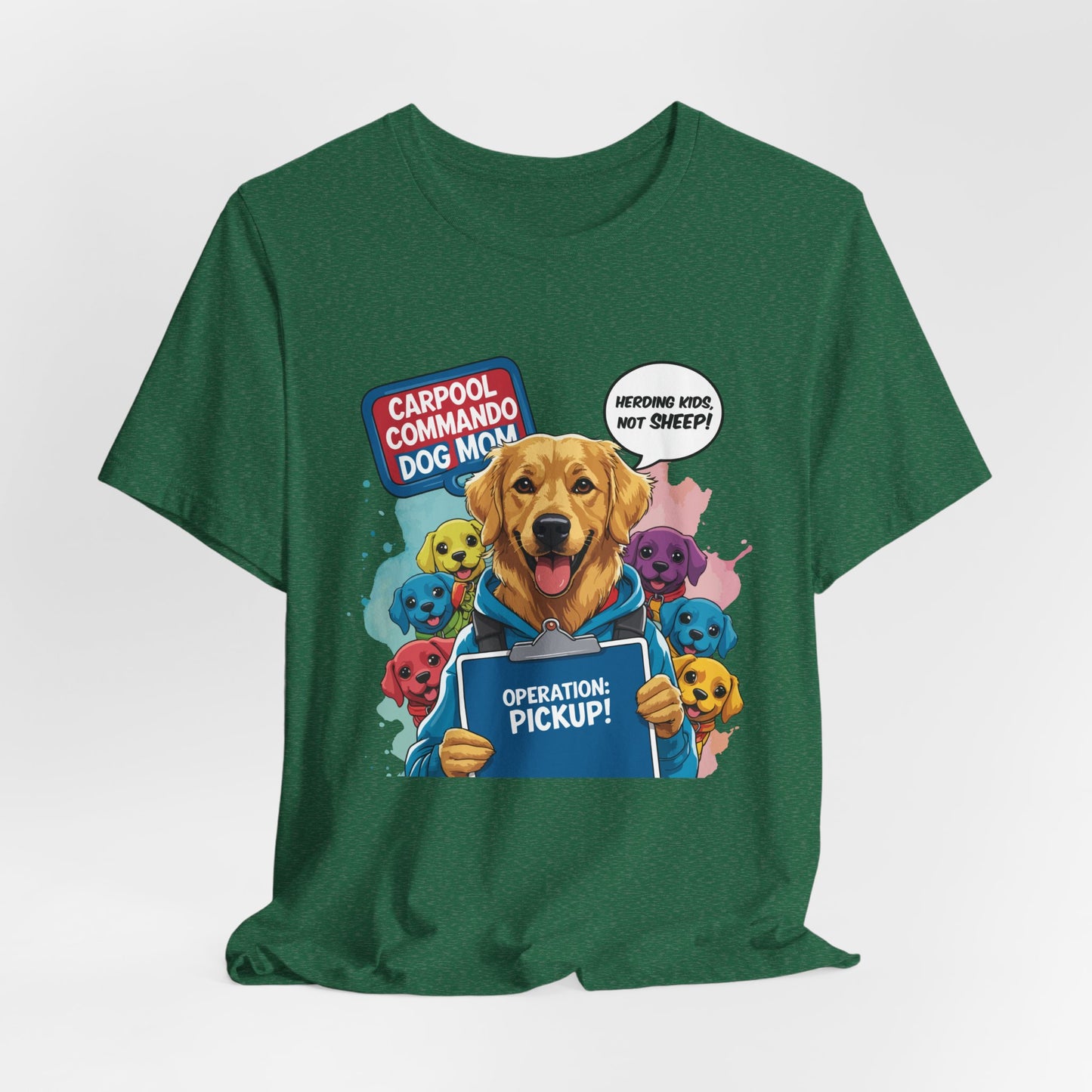 Dog Mom T-shirt, Carpool Commando School Pickup Survival, Funny Family Chaos