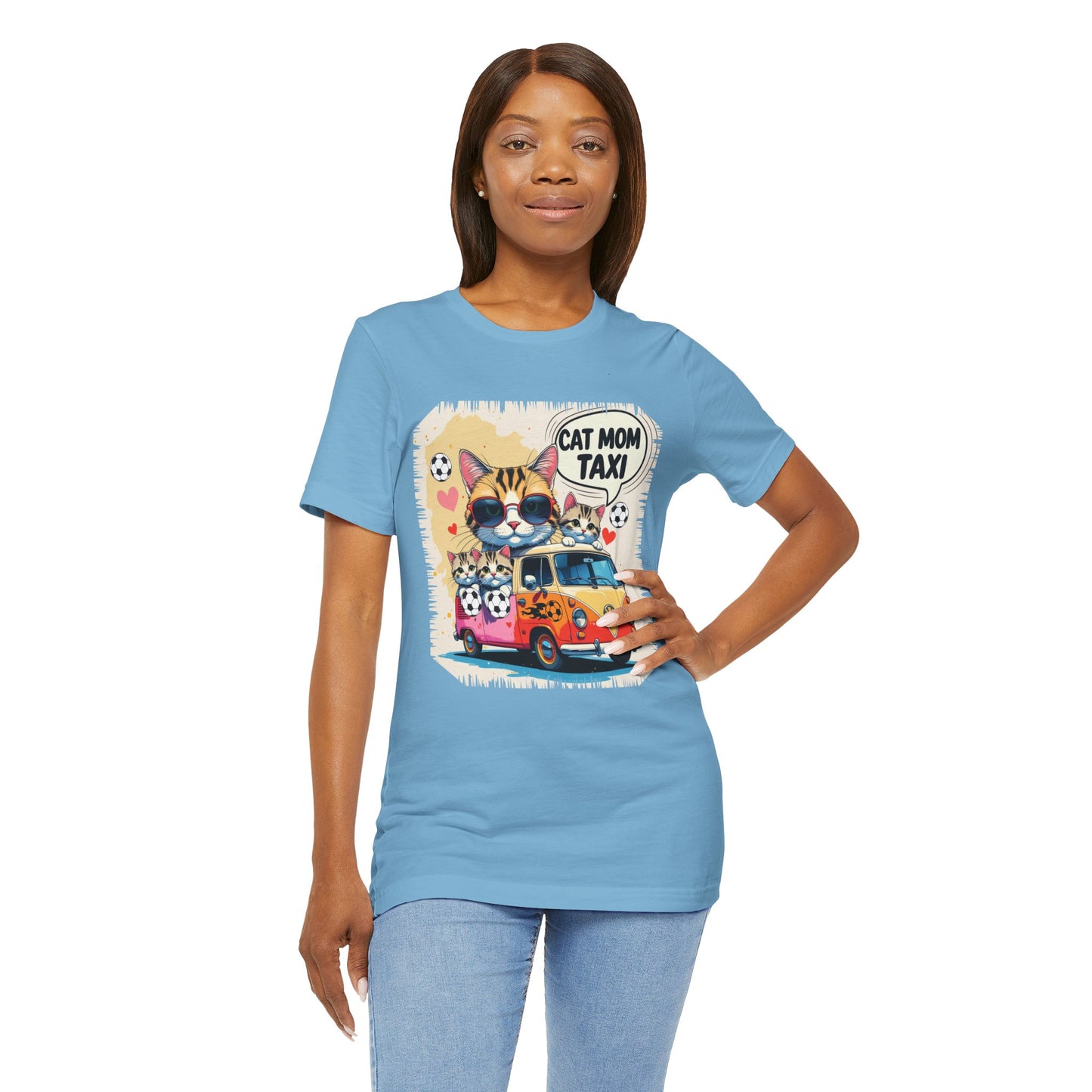 Cat Mom Taxi T-shirt Funny Chaos Soccer Carpool Meow Squad Humor
