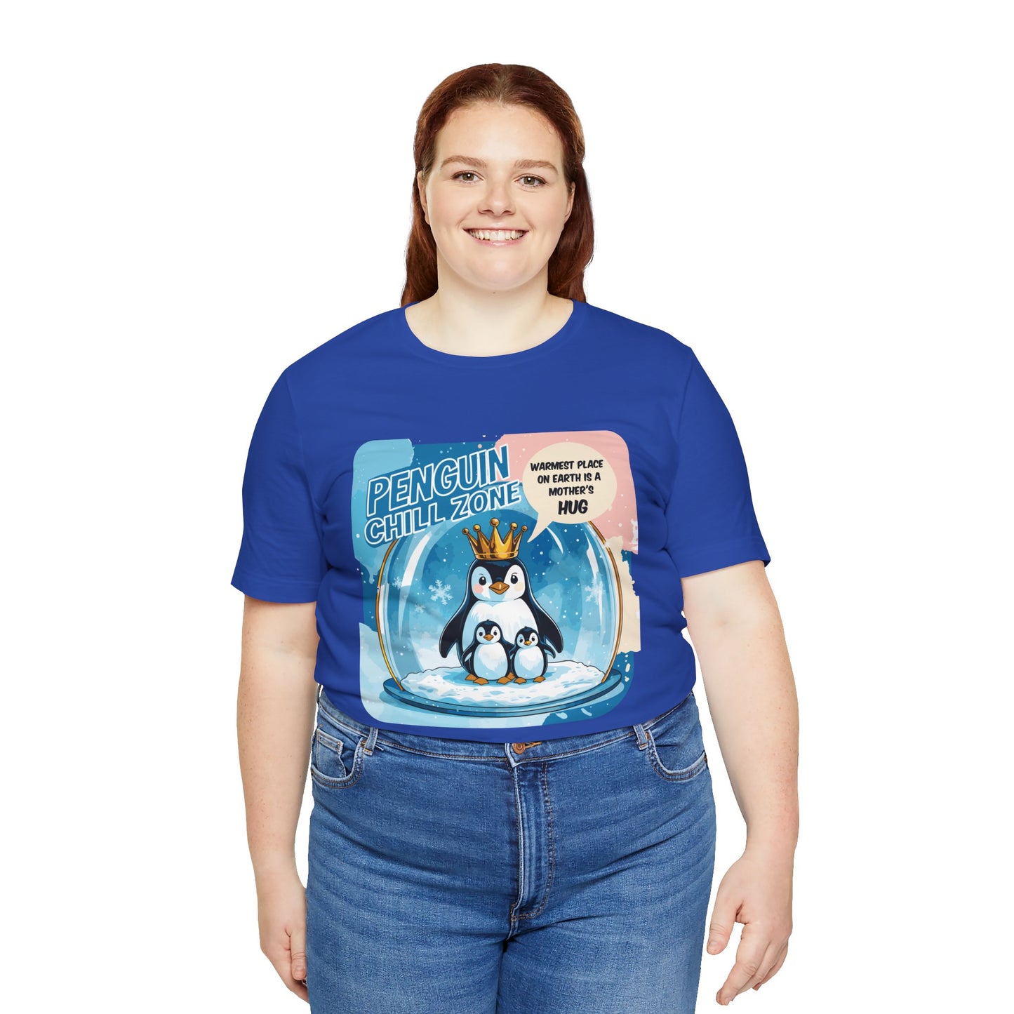 Penguin Mom Hug T-shirt Cute Arctic Warmth Humor Cozy Motherhood
