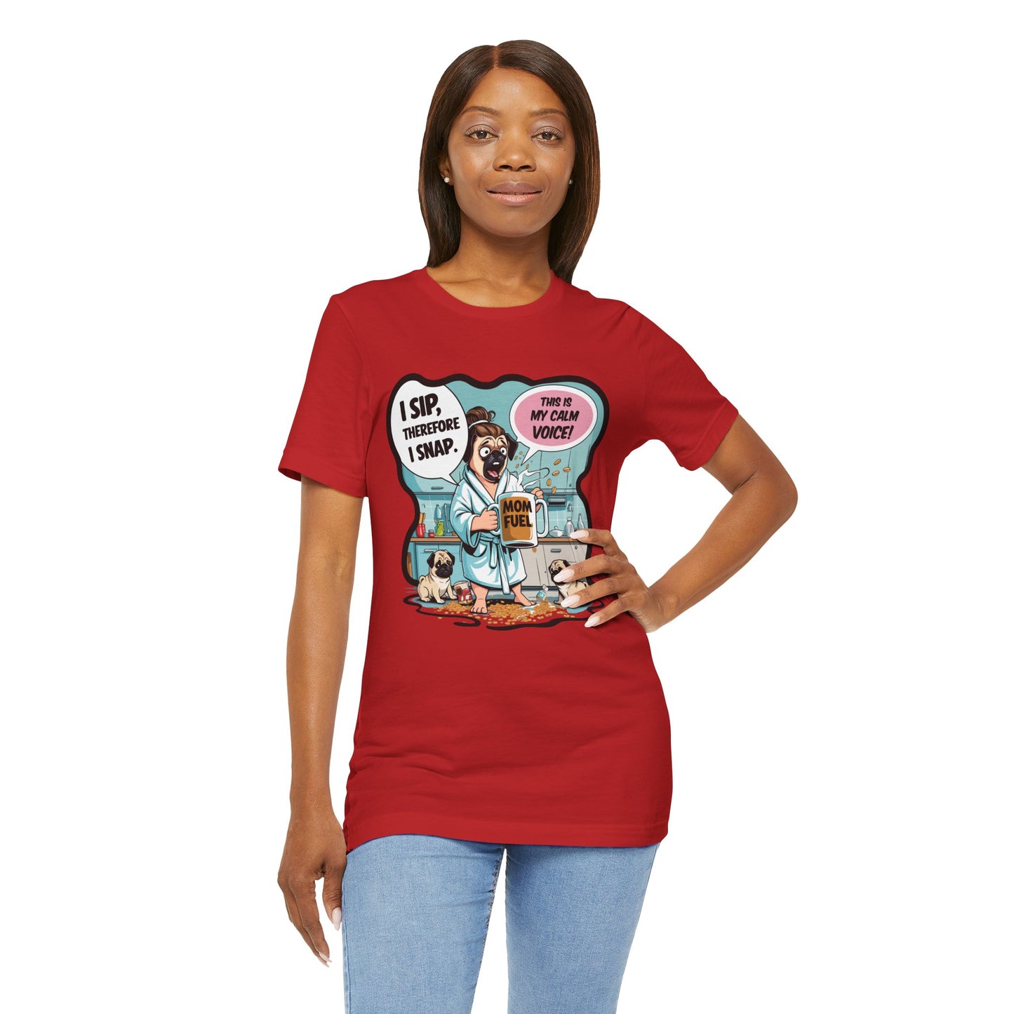 Coffee Pug Mama T-shirt Overworked Funny Tired Chaotic Kitchen