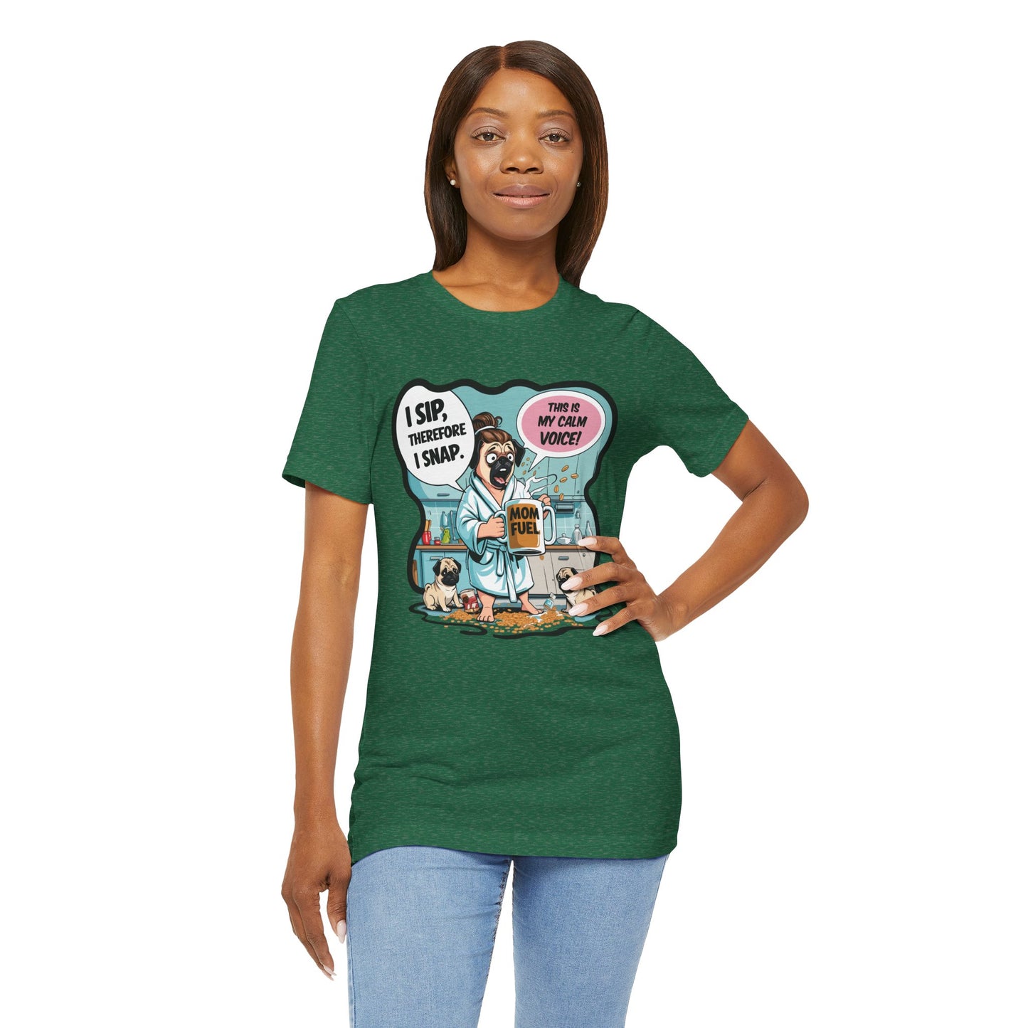 Coffee Pug Mama T-shirt Overworked Funny Tired Chaotic Kitchen