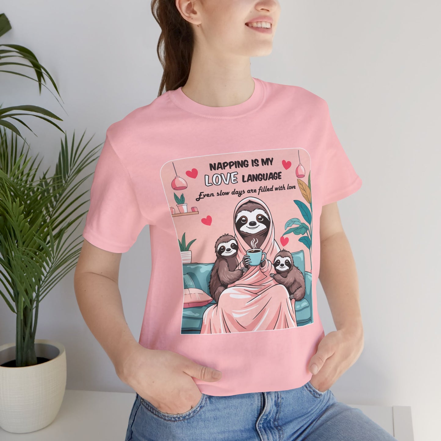 Sloth Mom T-shirt Funny Nap Life Coffee Couch Humor Slow Tired Morning Animal Shirt