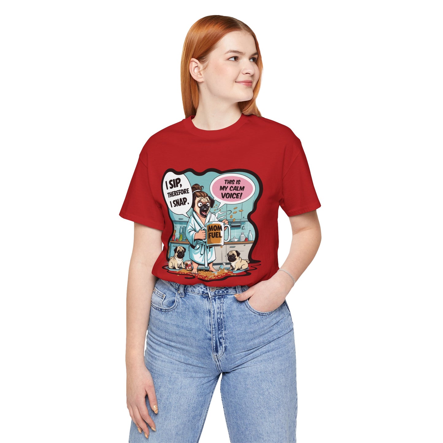 Coffee Pug Mama T-shirt Overworked Funny Tired Chaotic Kitchen