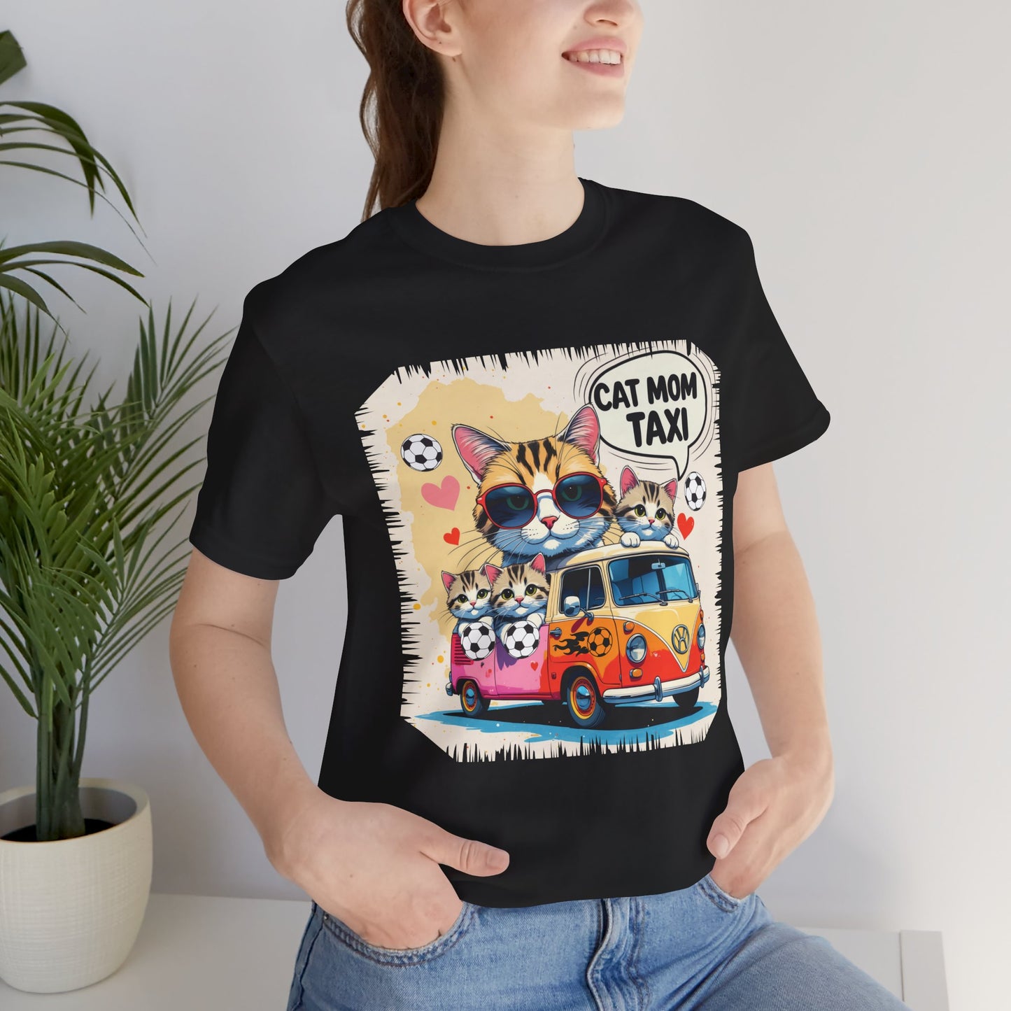 Cat Mom Taxi T-shirt Funny Chaos Soccer Carpool Meow Squad Humor