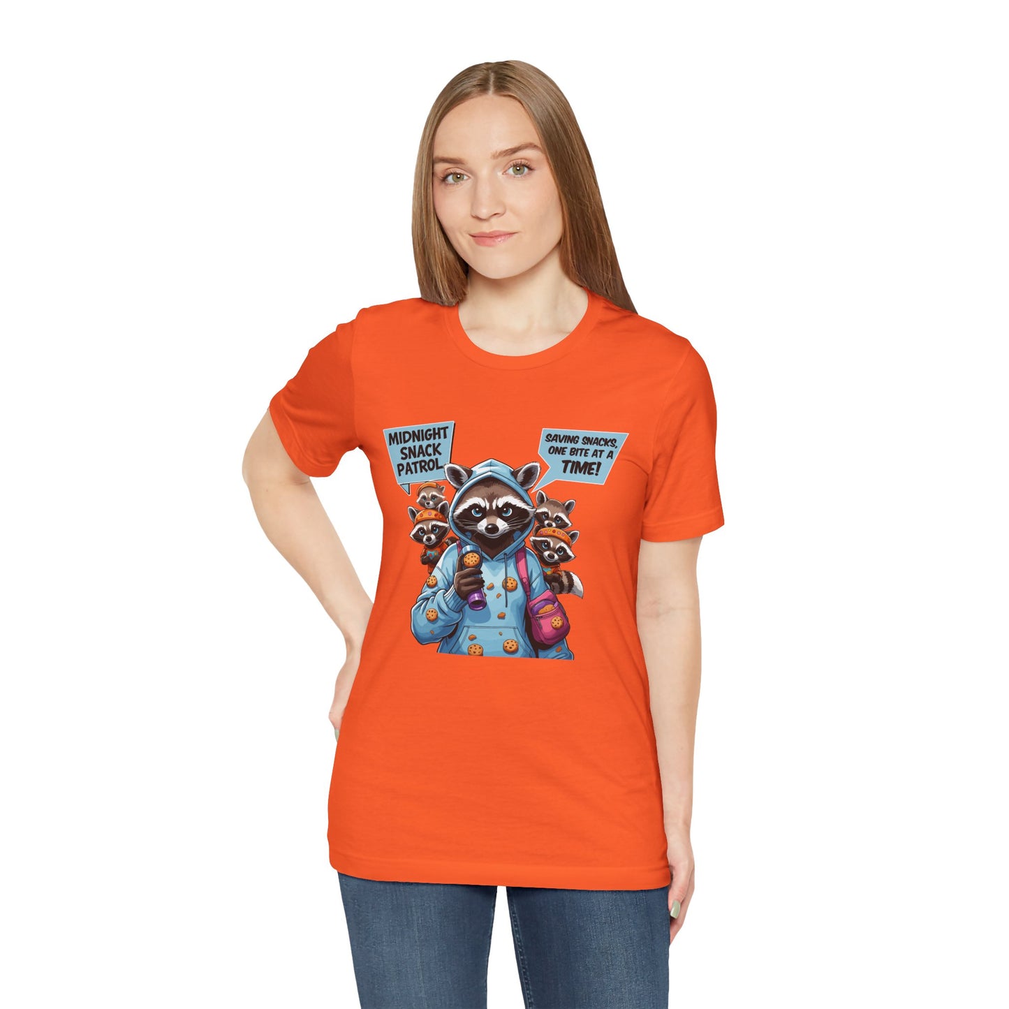 Raccoon Mom T-shirt, Snack Saviors Unite, Cozy Family Humor Adventure