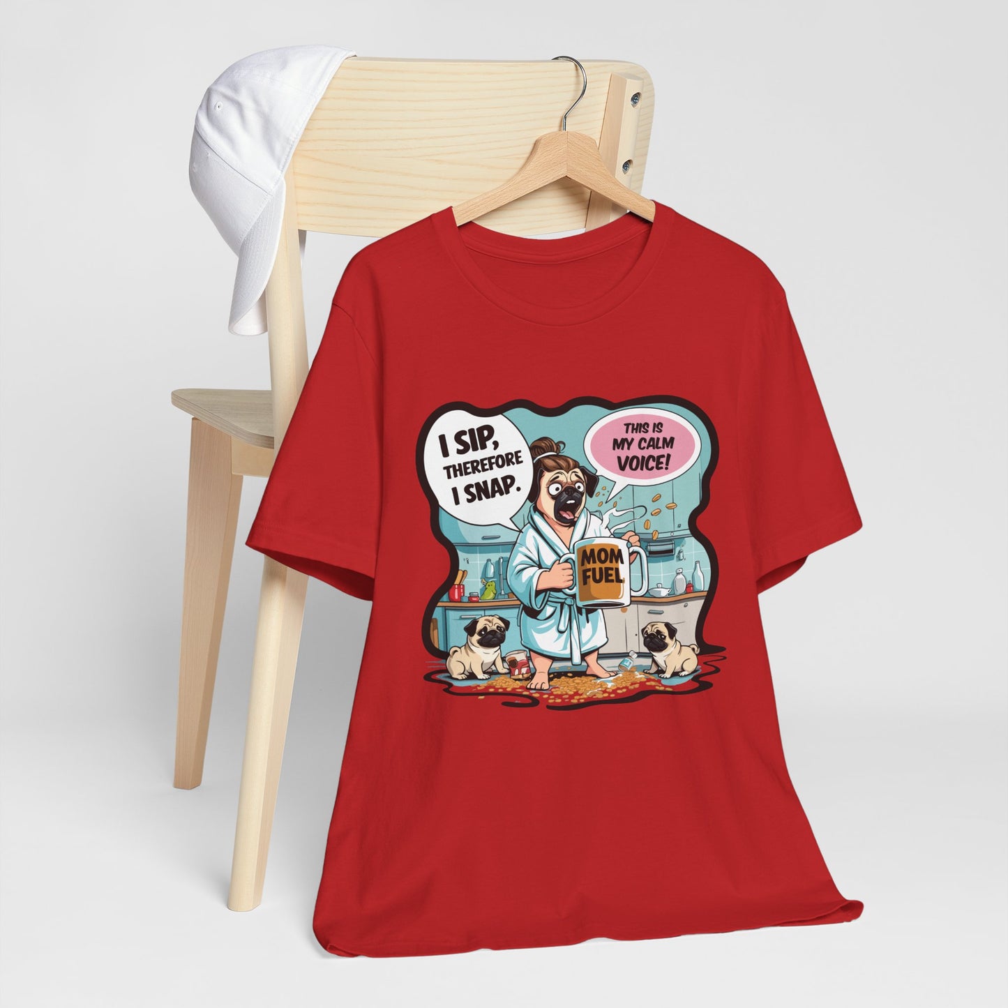 Coffee Pug Mama T-shirt Overworked Funny Tired Chaotic Kitchen