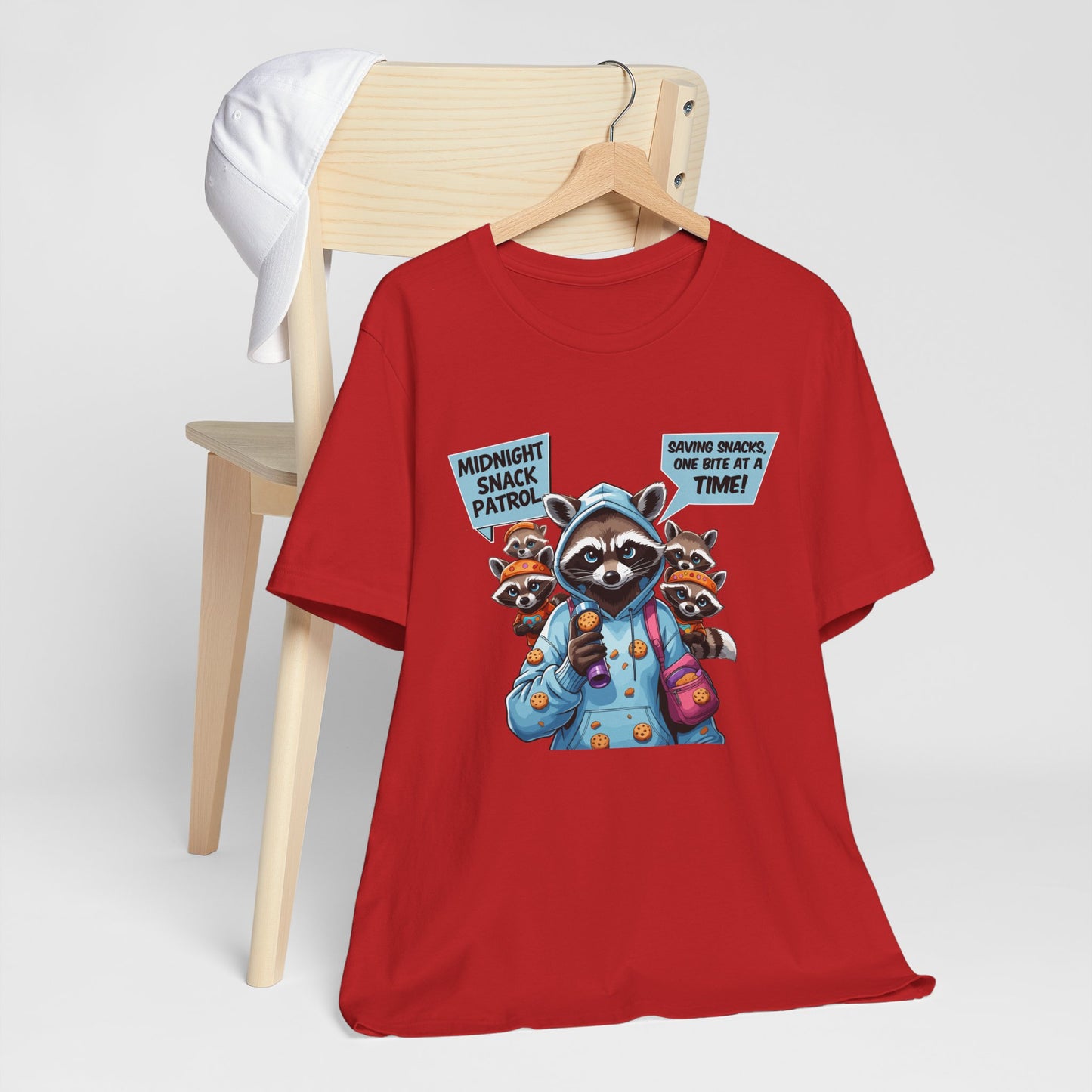 Raccoon Mom T-shirt, Snack Saviors Unite, Cozy Family Humor Adventure