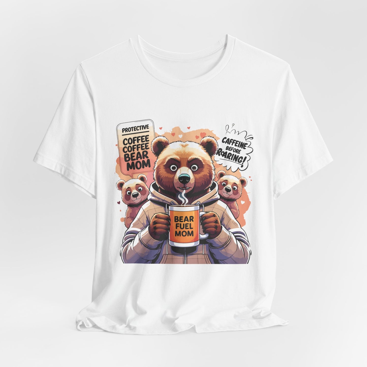Bear Mom T-shirt, Coffee Survival Spirit, Cozy Family Humor Gift