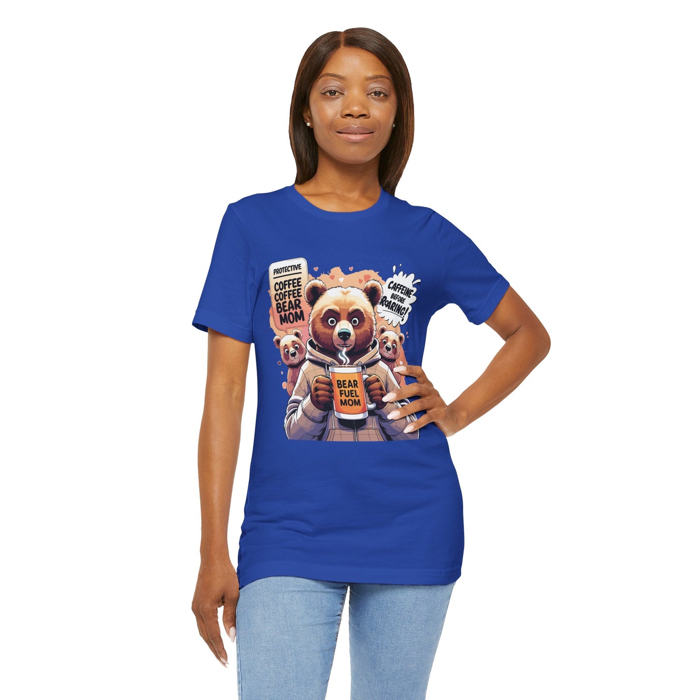 Bear Mom T-shirt, Coffee Survival Spirit, Cozy Family Humor Gift