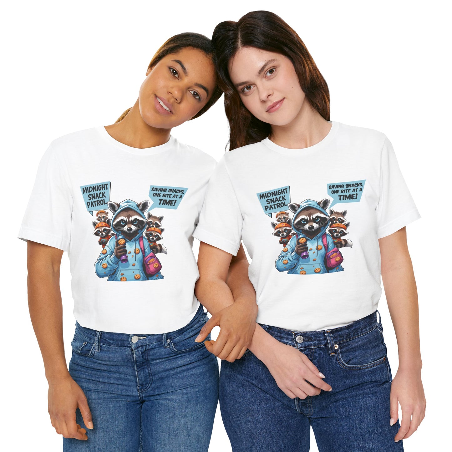 Raccoon Mom T-shirt, Snack Saviors Unite, Cozy Family Humor Adventure