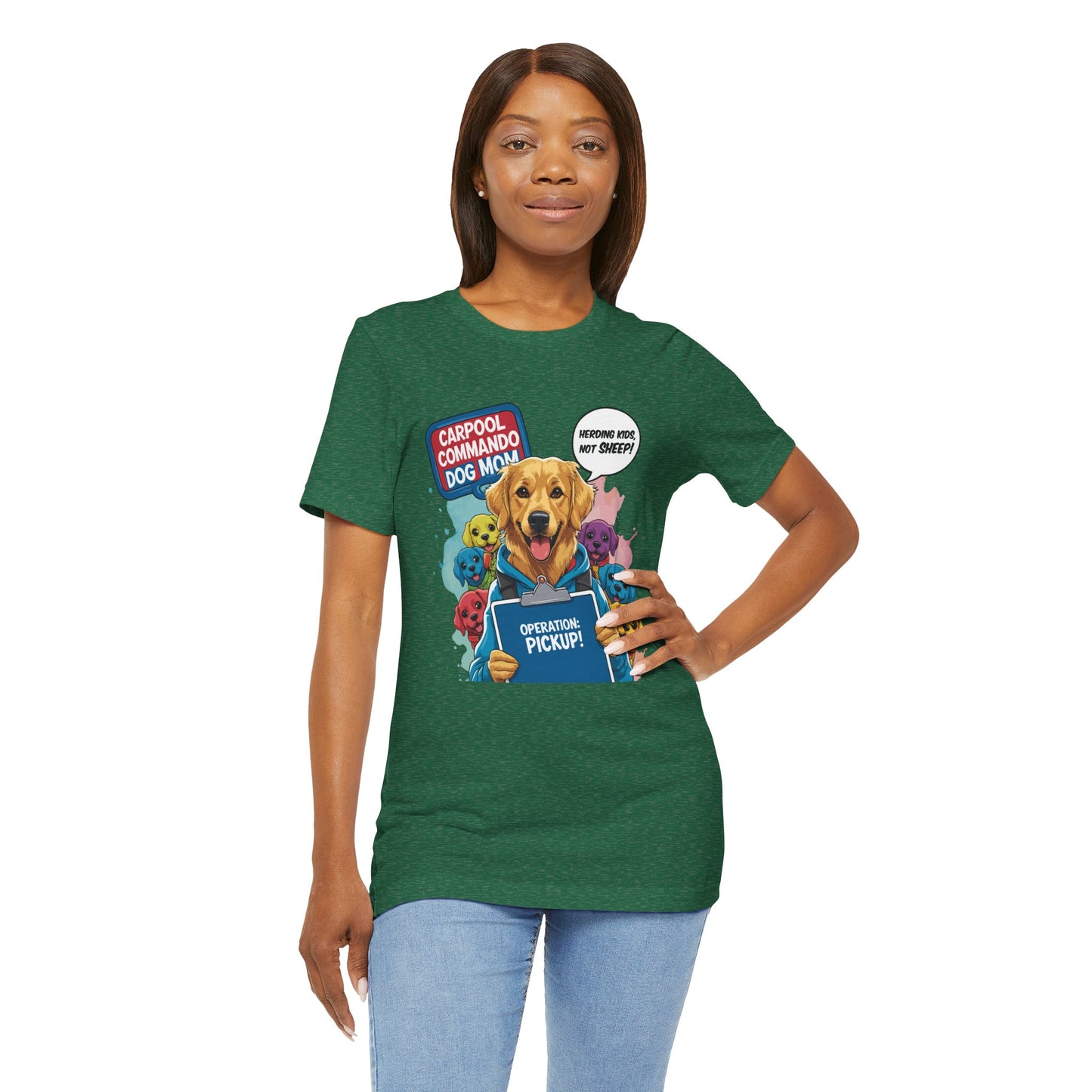 Dog Mom T-shirt, Carpool Commando School Pickup Survival, Funny Family Chaos