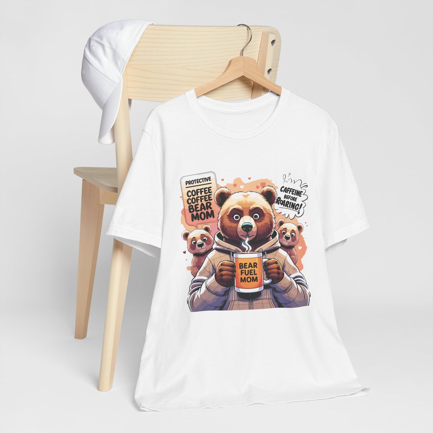 Bear Mom T-shirt, Coffee Survival Spirit, Cozy Family Humor Gift