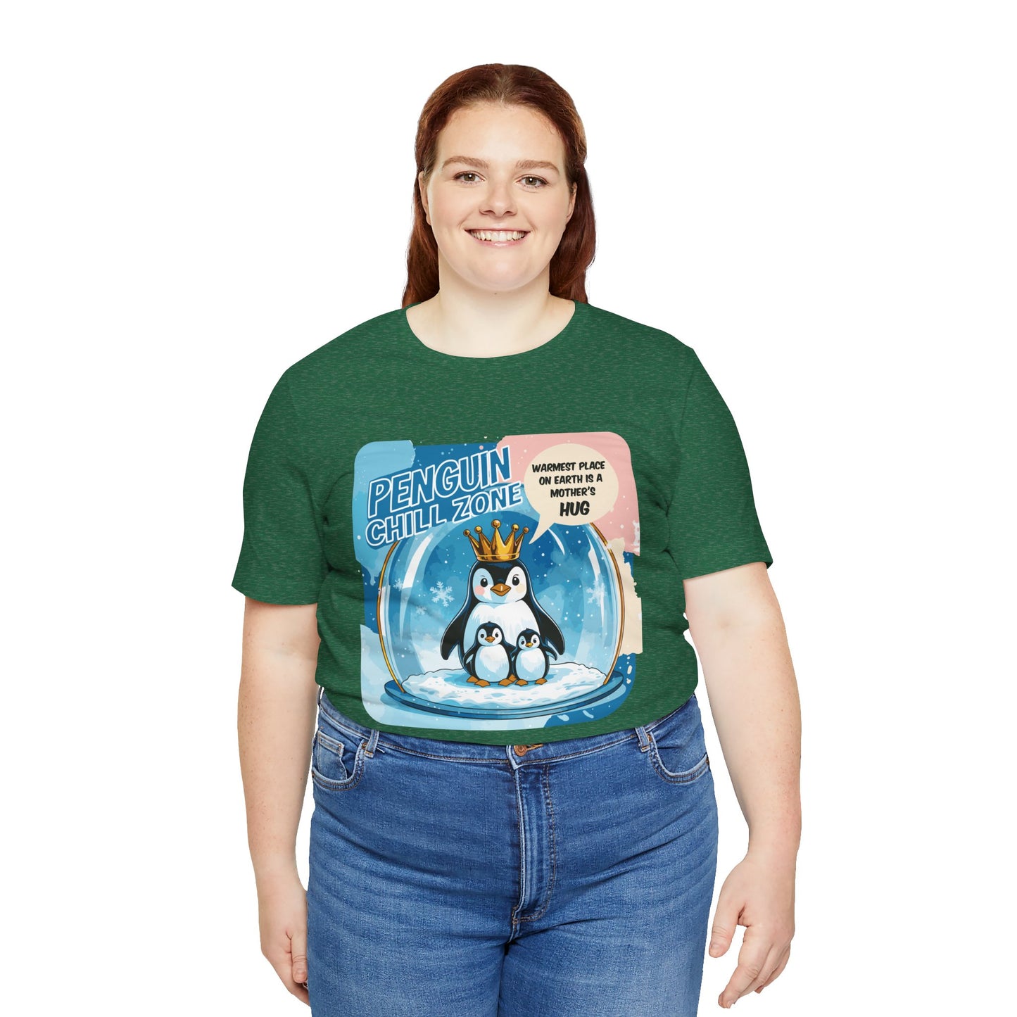 Penguin Mom Hug T-shirt Cute Arctic Warmth Humor Cozy Motherhood