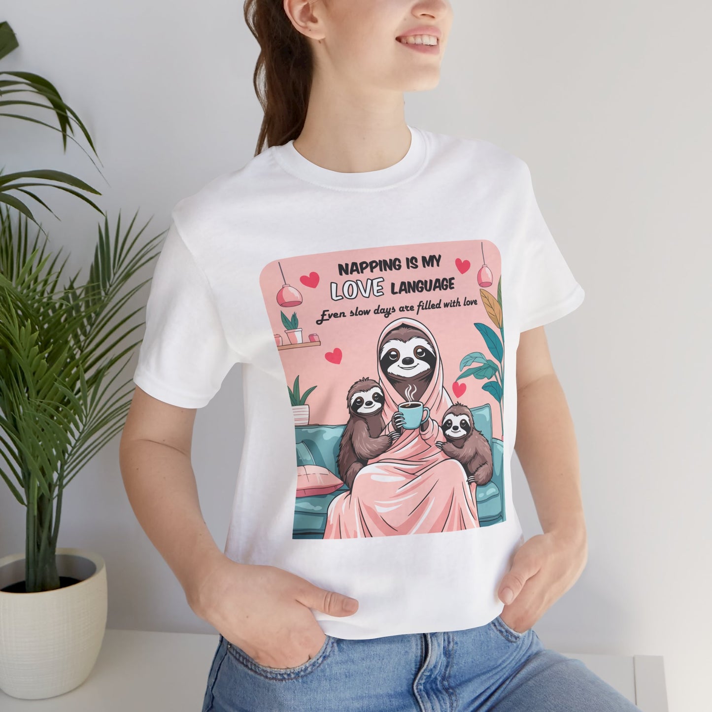 Sloth Mom T-shirt Funny Nap Life Coffee Couch Humor Slow Tired Morning Animal Shirt