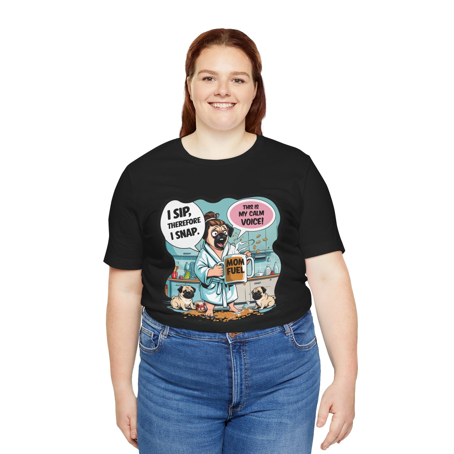 Coffee Pug Mama T-shirt Overworked Funny Tired Chaotic Kitchen