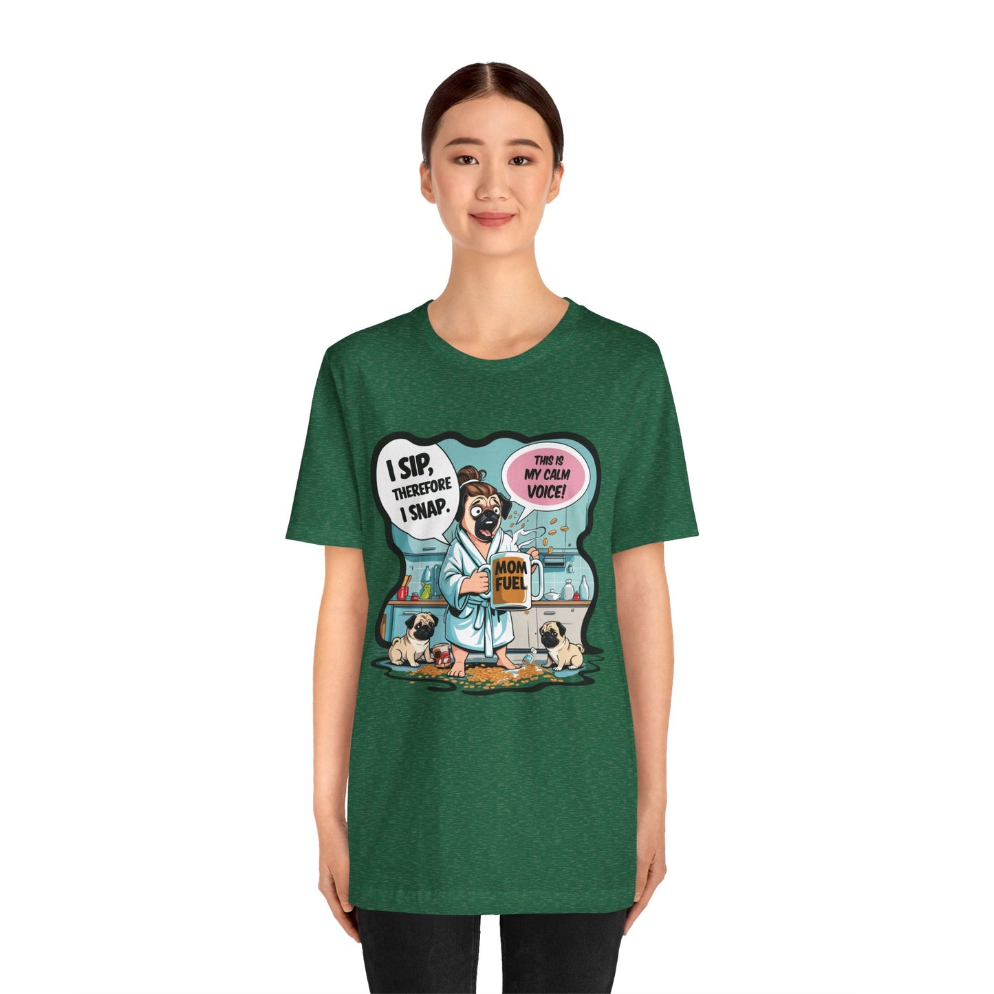 Coffee Pug Mama T-shirt Overworked Funny Tired Chaotic Kitchen